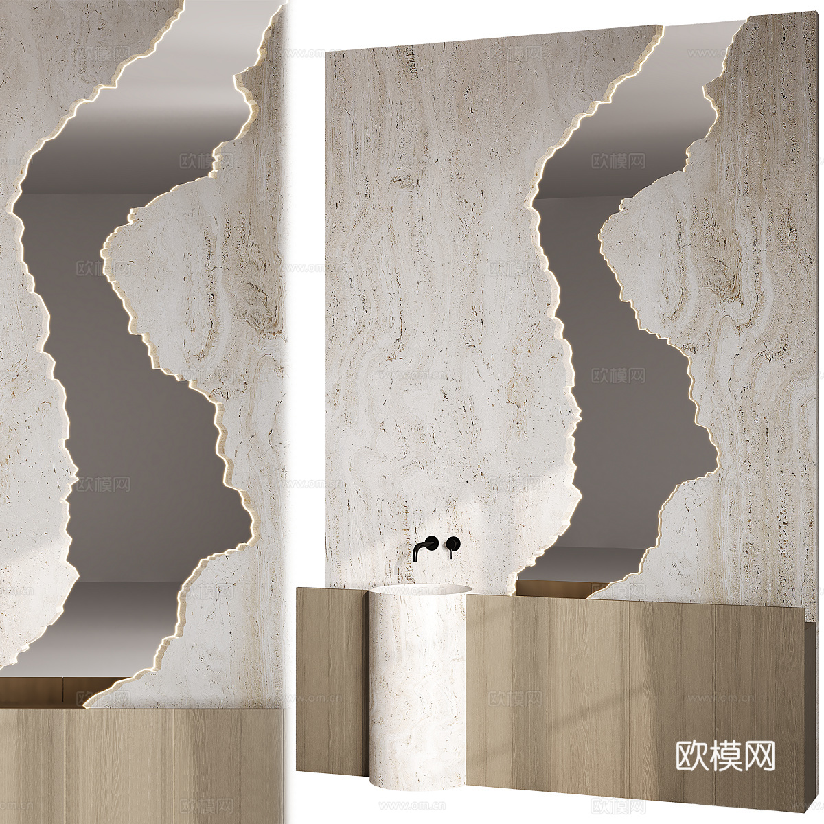 现代意式台盆柜 浴室柜3d模型下载（渲染图2）