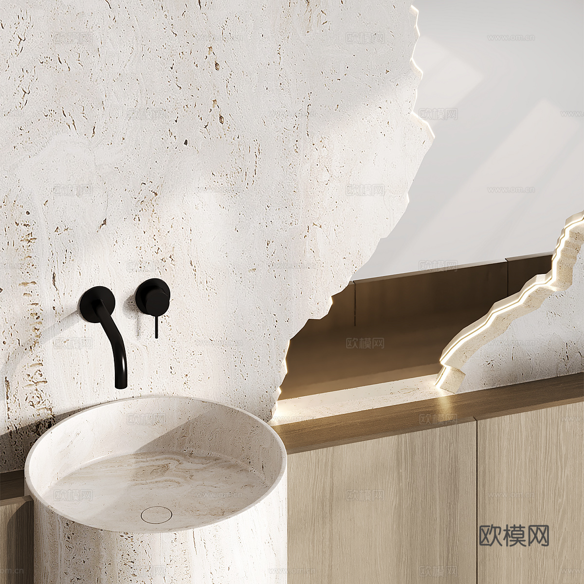 现代意式台盆柜 浴室柜3d模型下载（渲染图3）