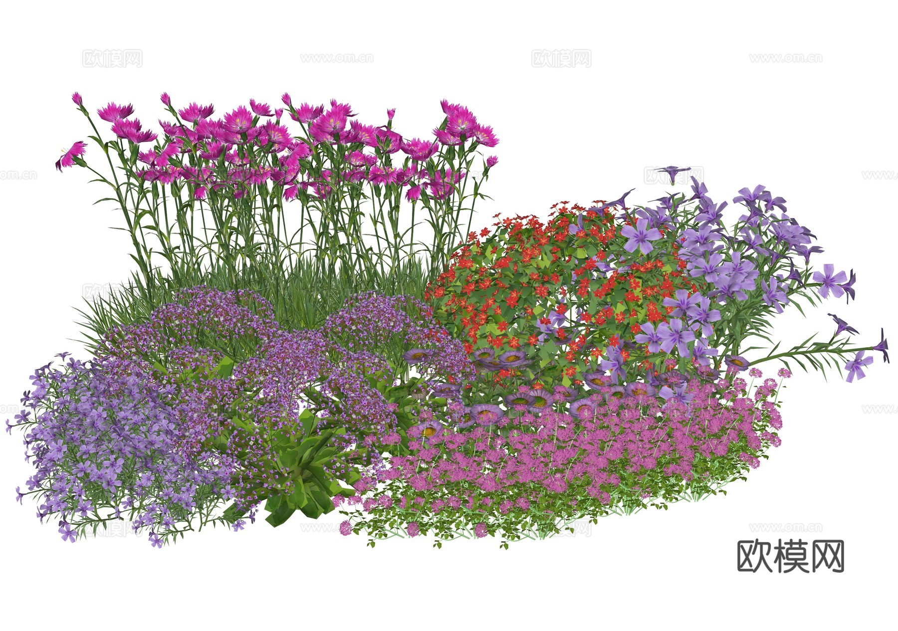 现代庭院花卉植物堆景观组合su模型