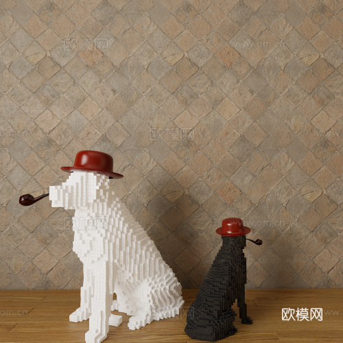 积木摆件su模型