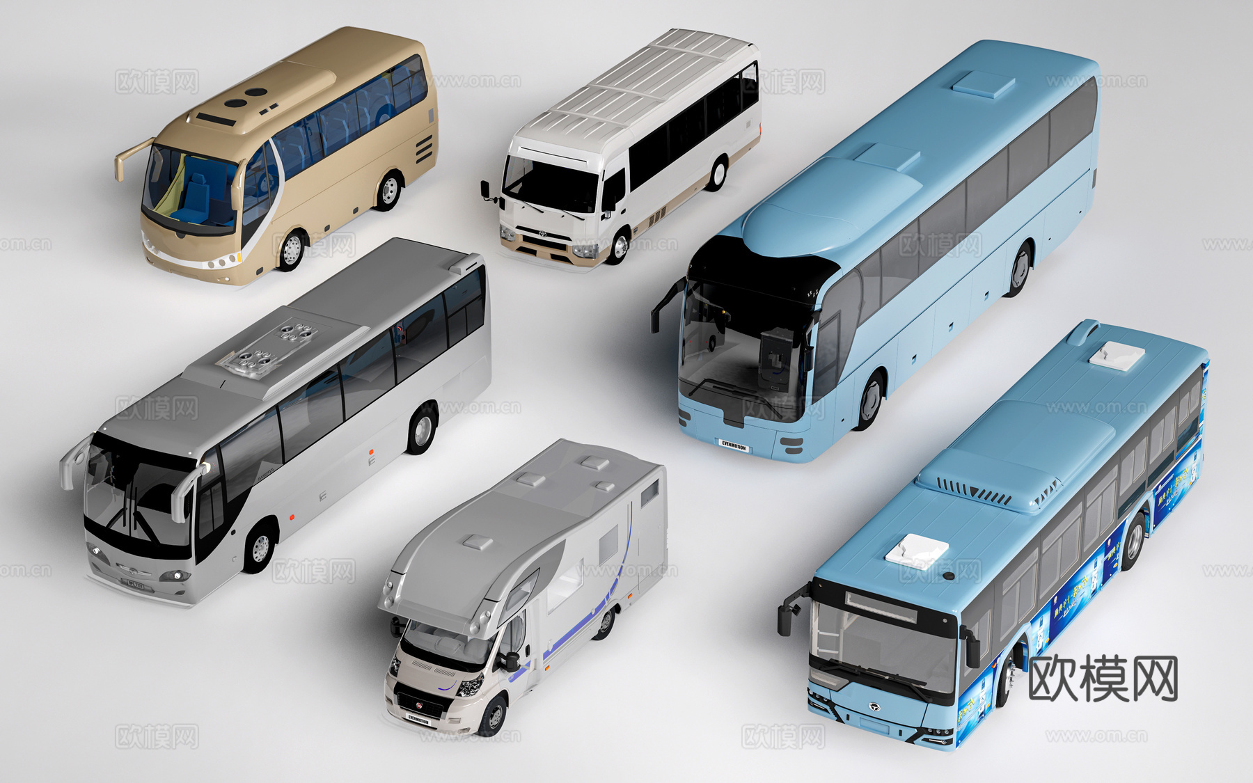 现代大巴车 公交车 中巴车 巴士su模型