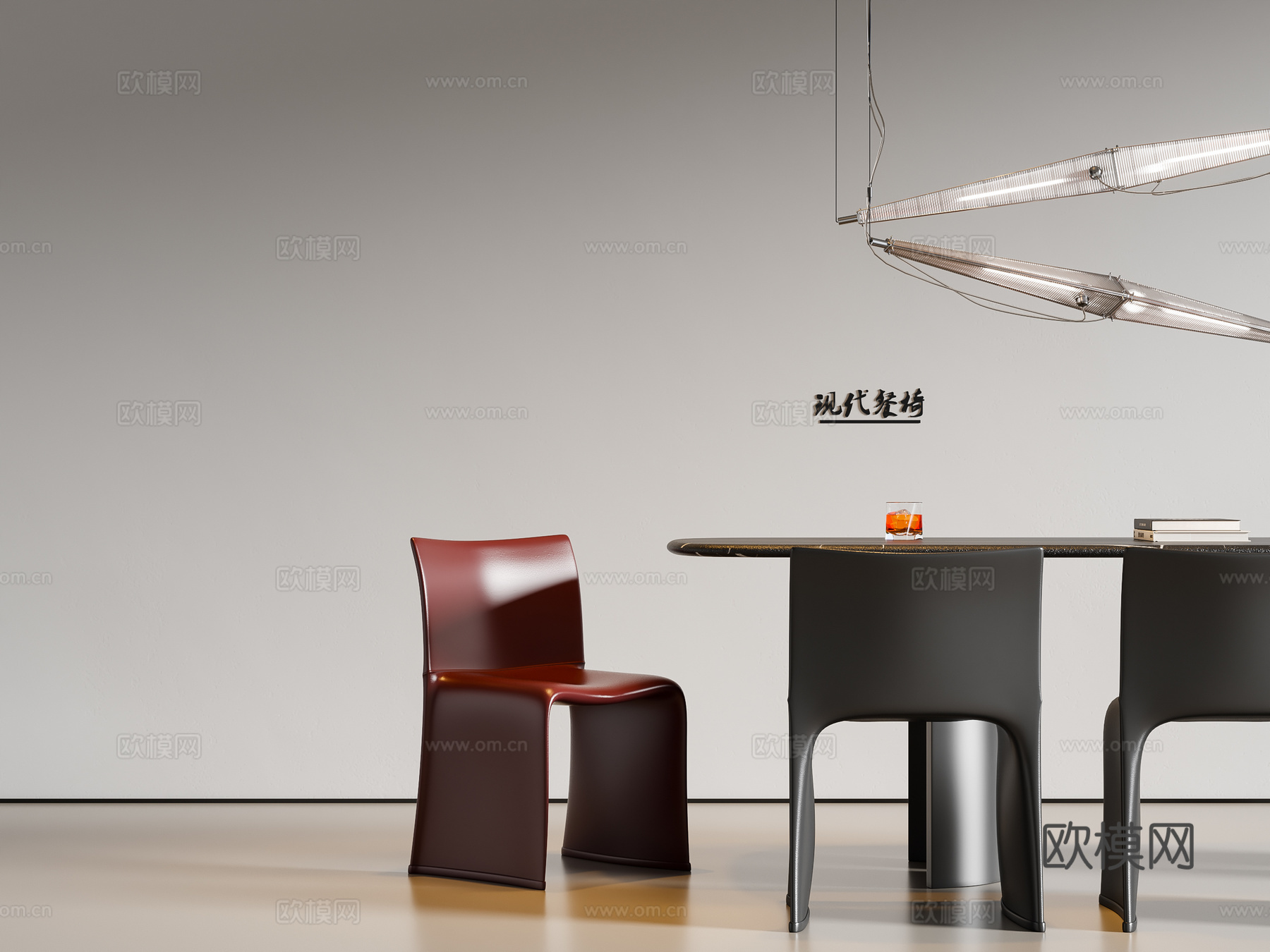 现代意式餐椅 单椅su模型