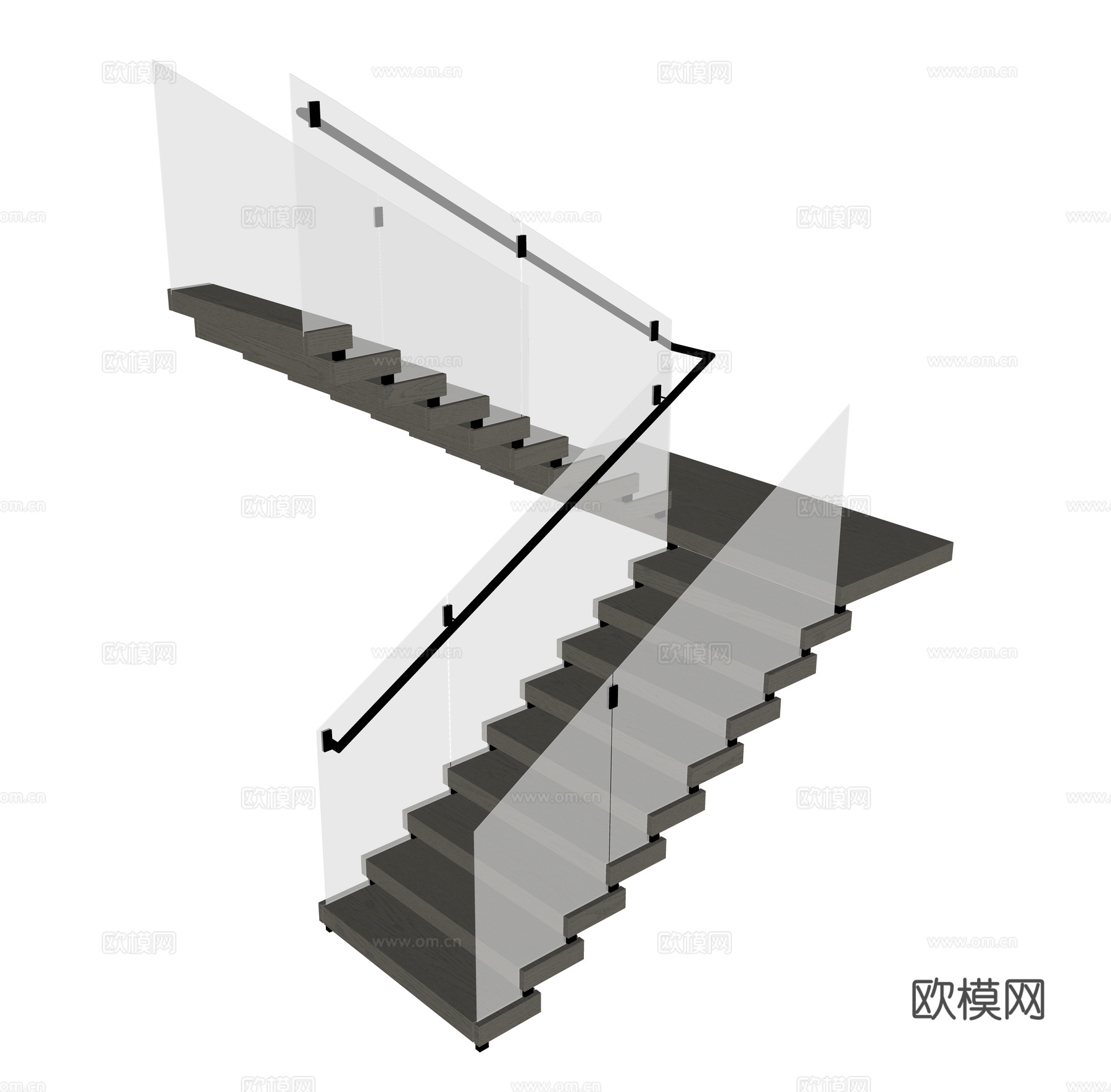 现代玻璃楼梯su模型