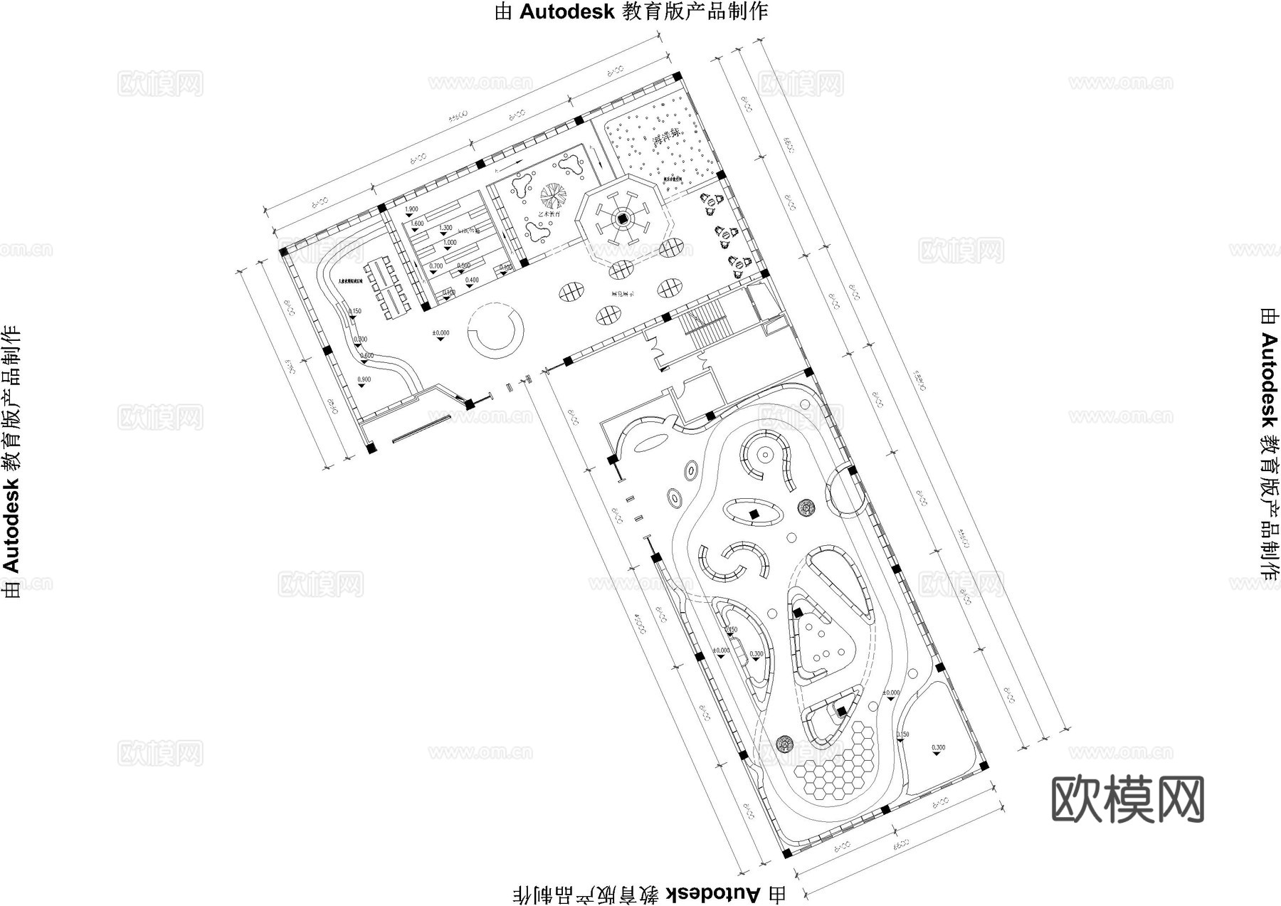 流动幼儿图书馆书店平面方案cad施工图