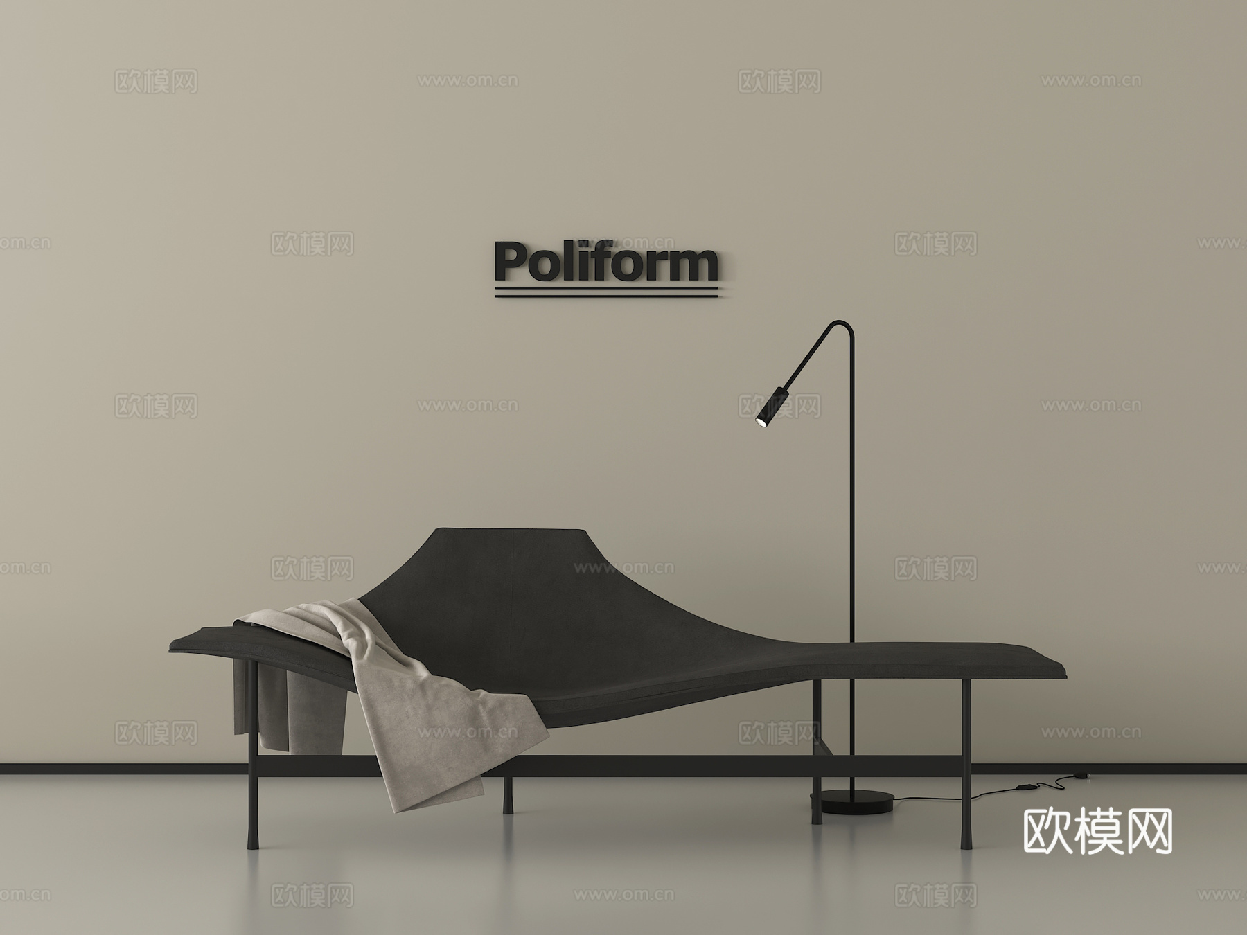 现在休闲椅 贵妃椅 落地灯su模型