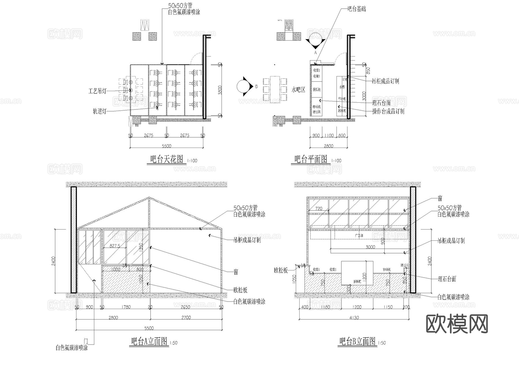 图书城店铺平面方案图cad施工图