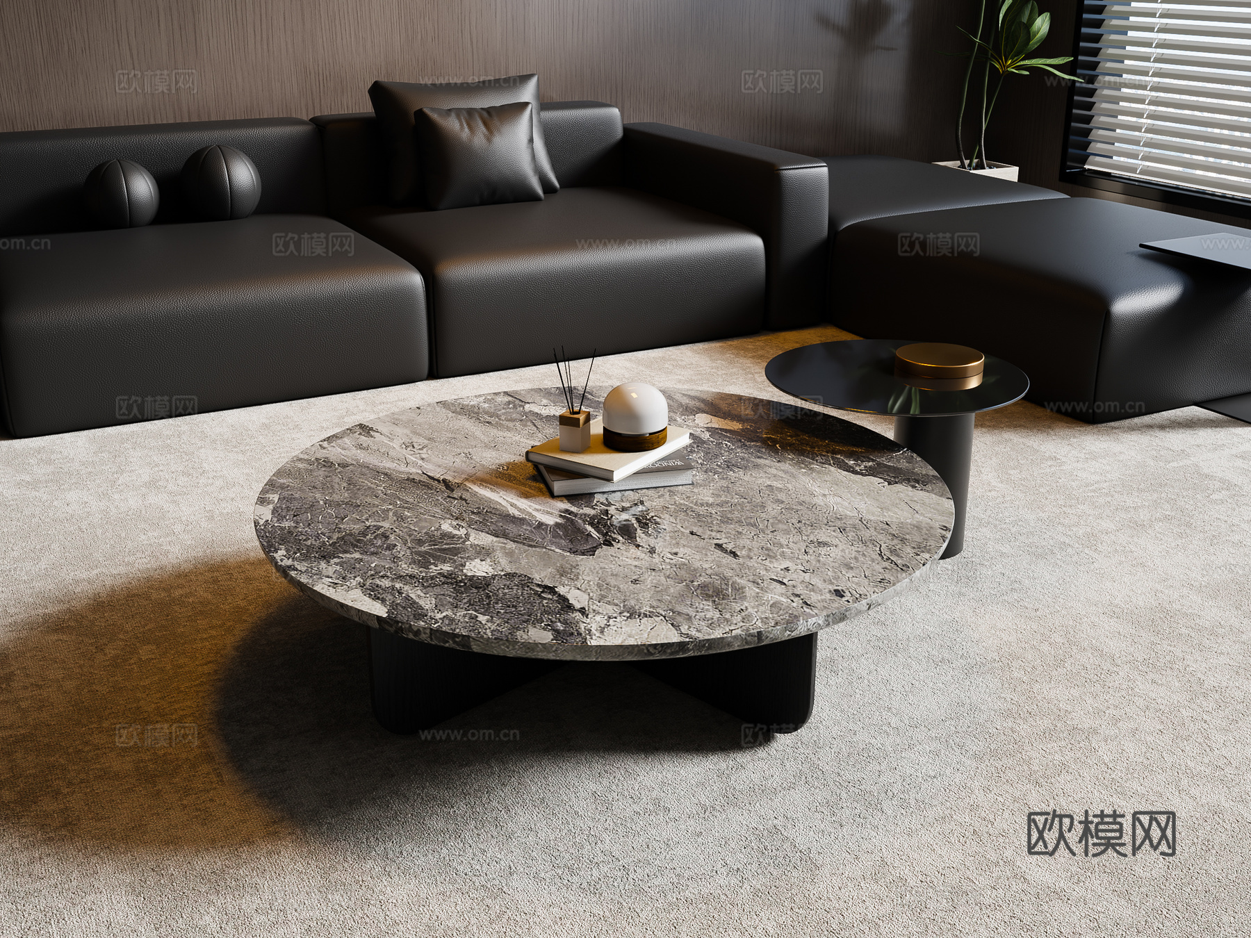 现代意式茶几 子母茶几3d模型下载