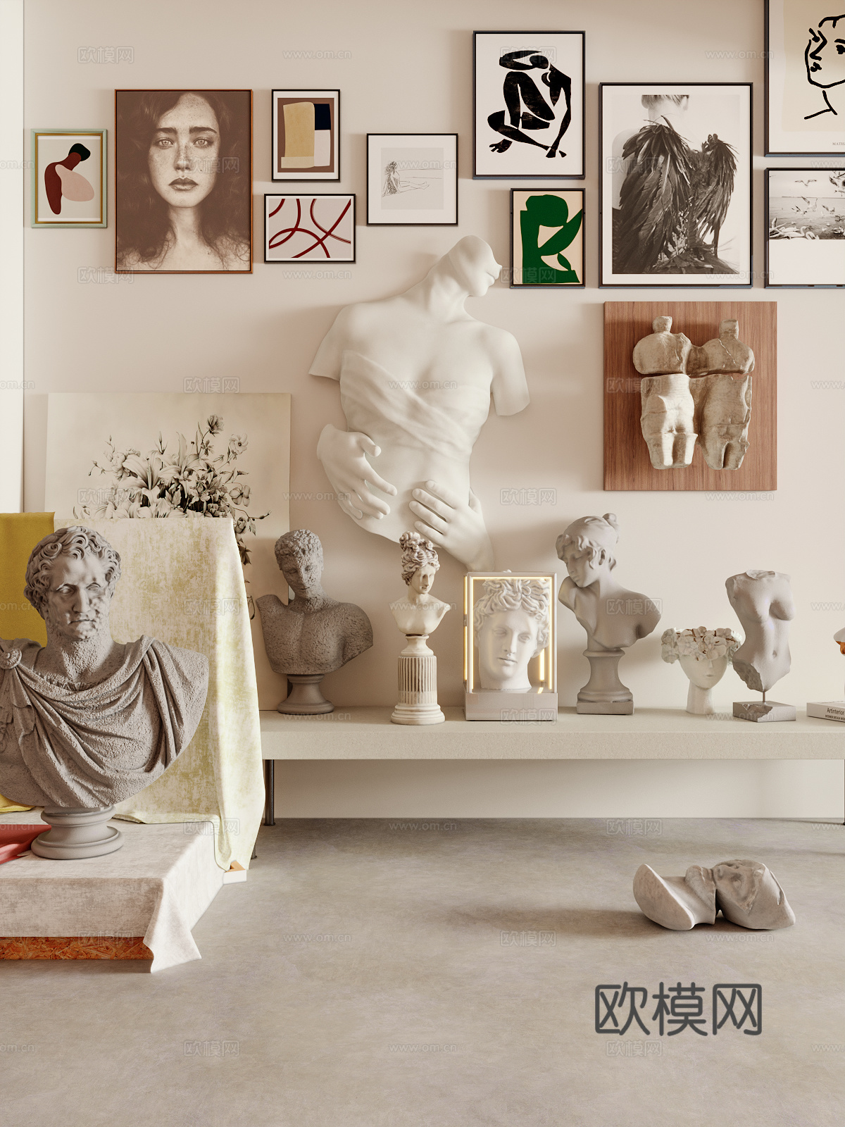 现代雕塑摆件3d模型下载