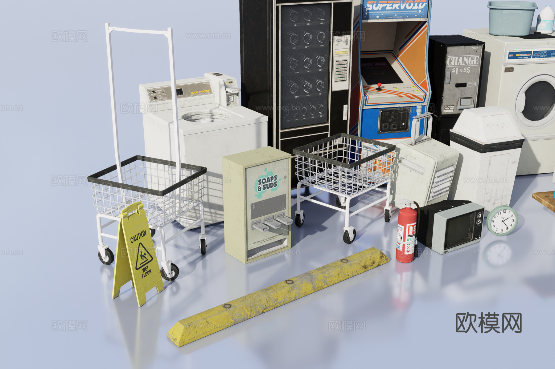 复古洗衣房家具设备3d模型下载（渲染图3）