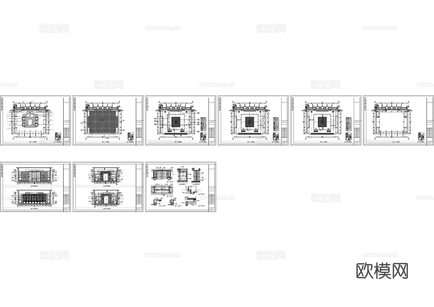 中式休闲会所书吧施工图cad施工图