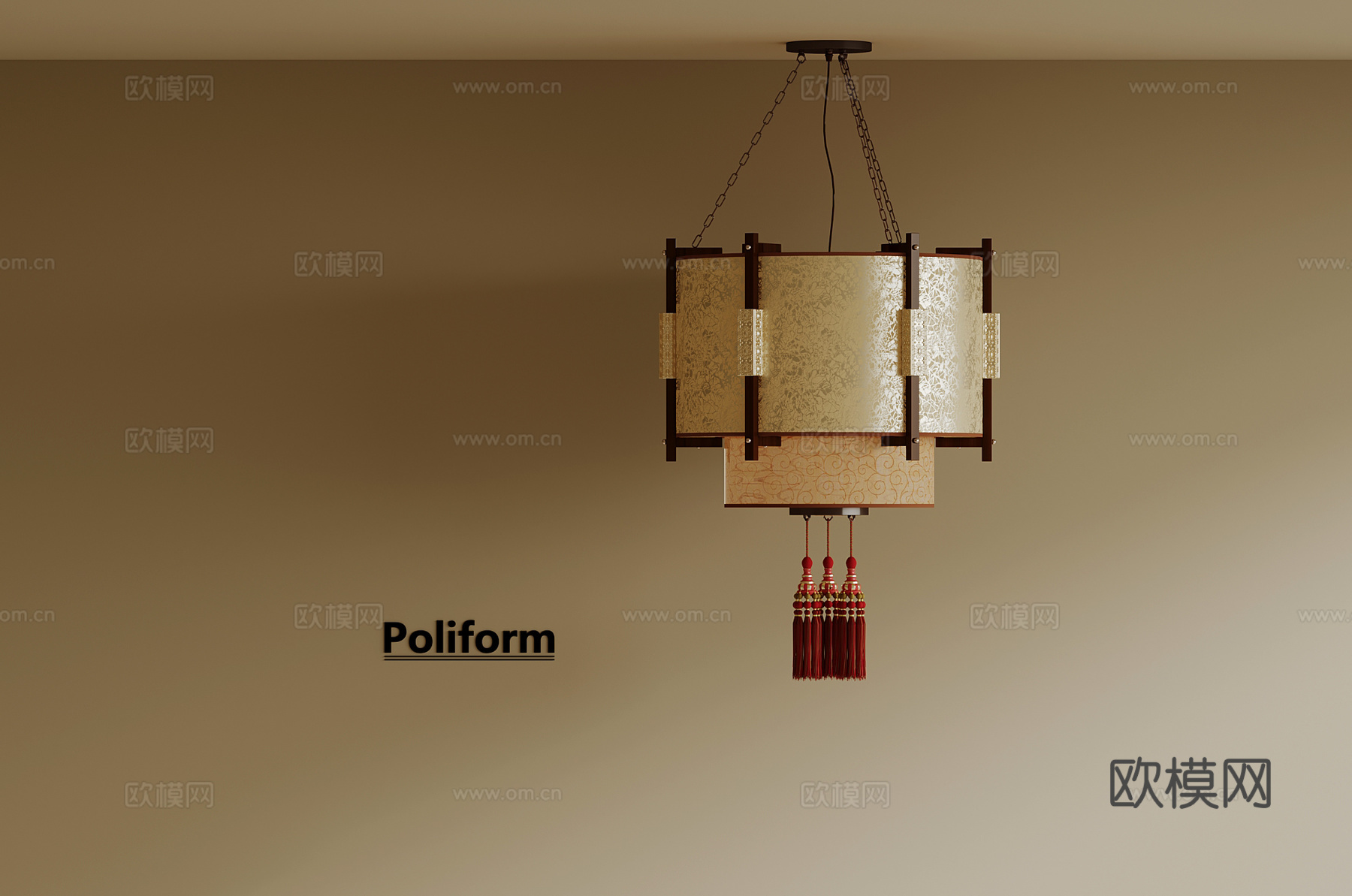 新中式吊灯3d模型下载