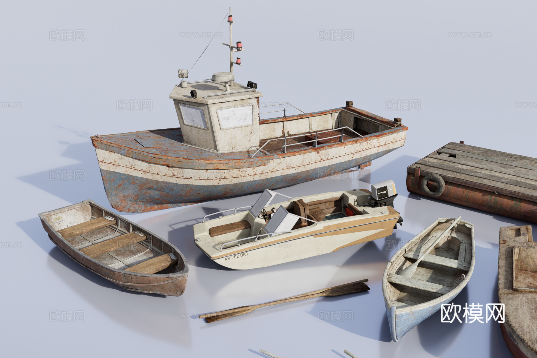 旧船3d模型下载（渲染图3）