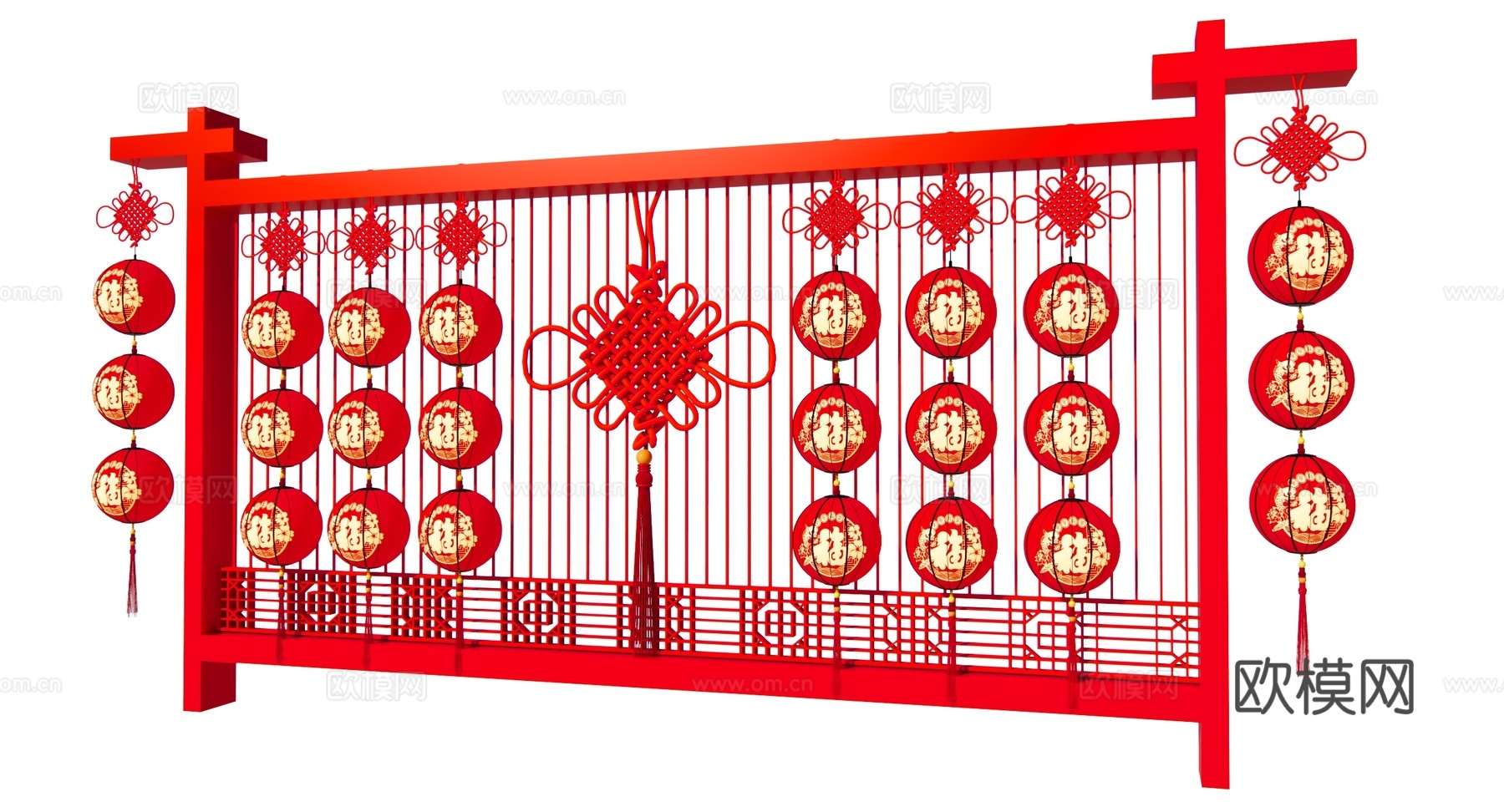 新中式 美陈 灯笼 红灯笼 彩灯 节日灯彩 传统礼灯 新年美su模型