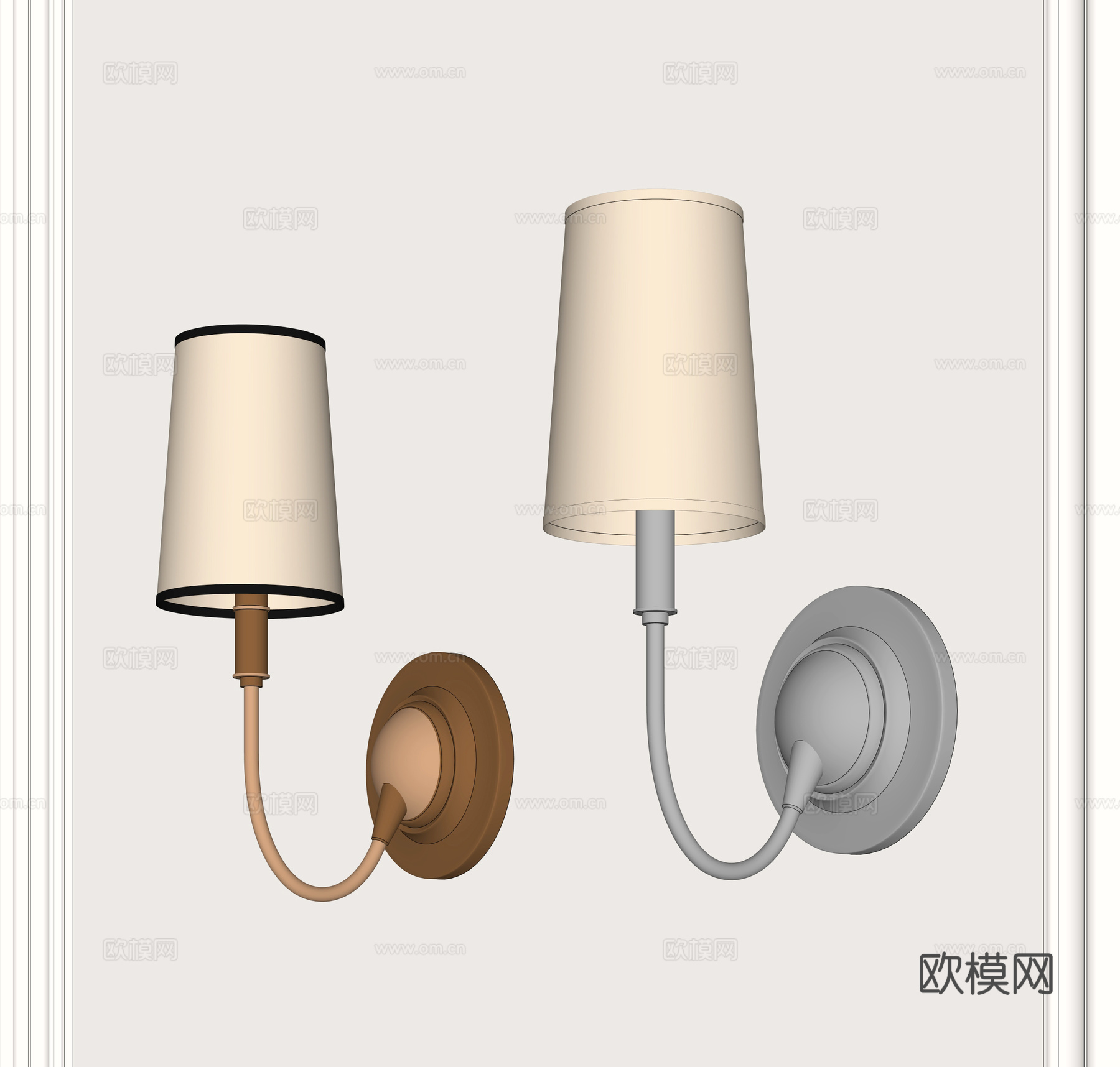 中古金属壁灯 灯罩壁灯 法式壁灯su模型
