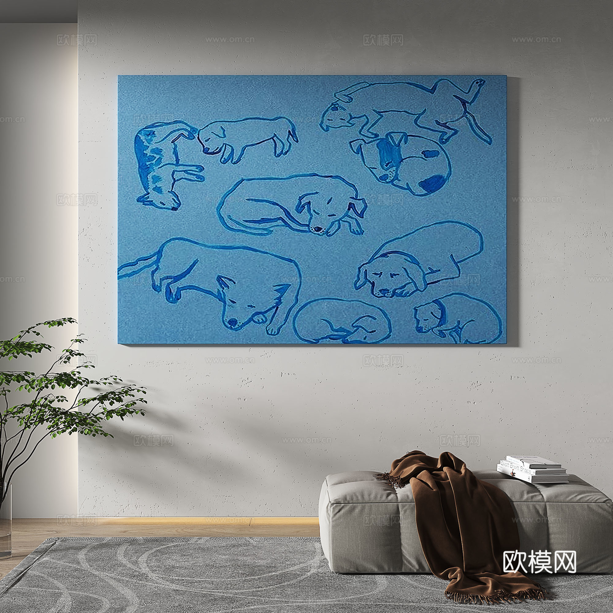 现代，简约，抽象，轻奢，装饰画免费3d模型