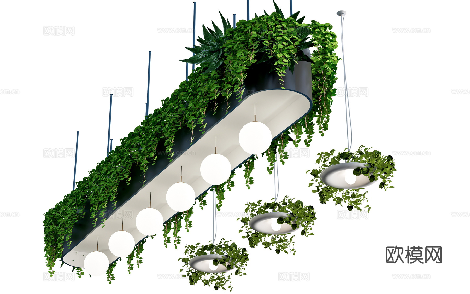 现代吊篮 吊挂植物 植物吊顶 绿植su模型