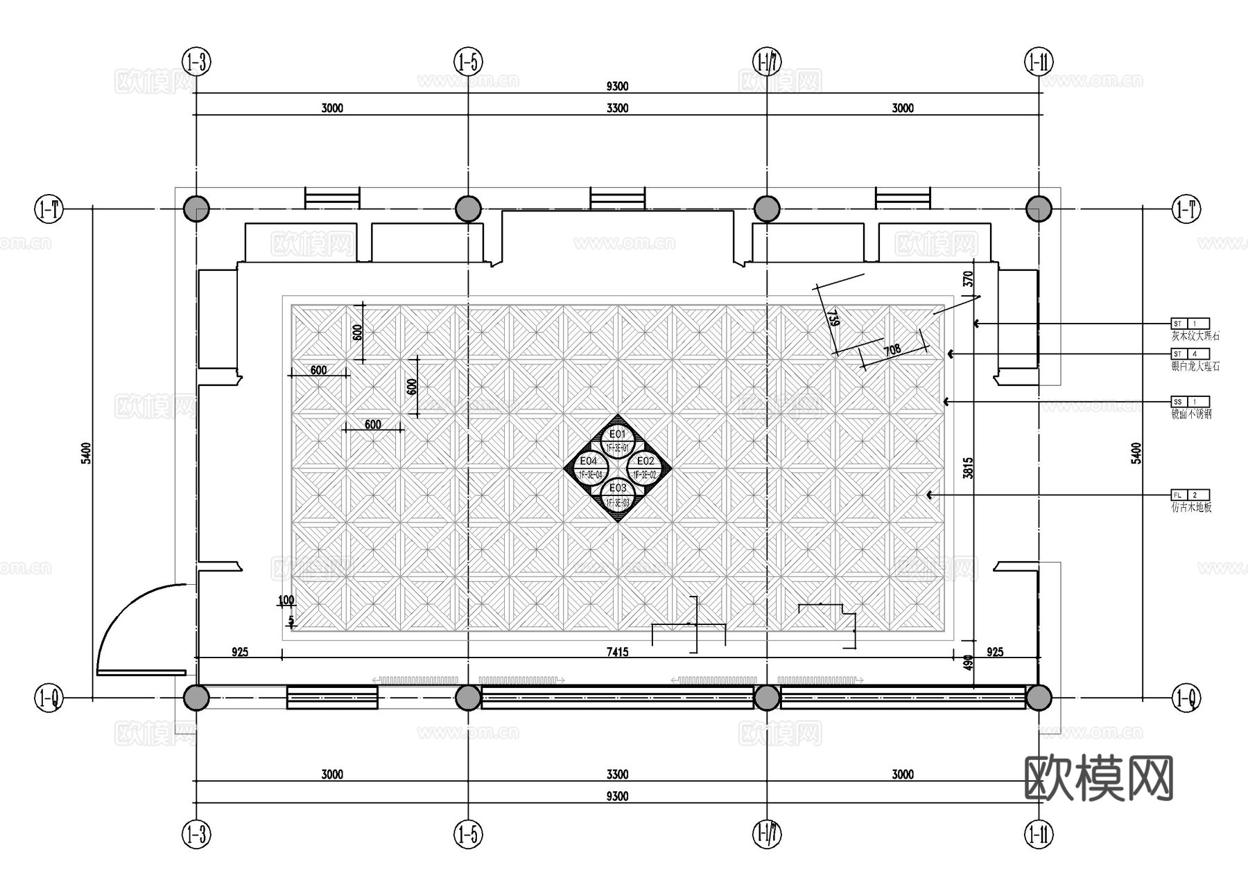 中式会所书吧装修施工图cad施工图