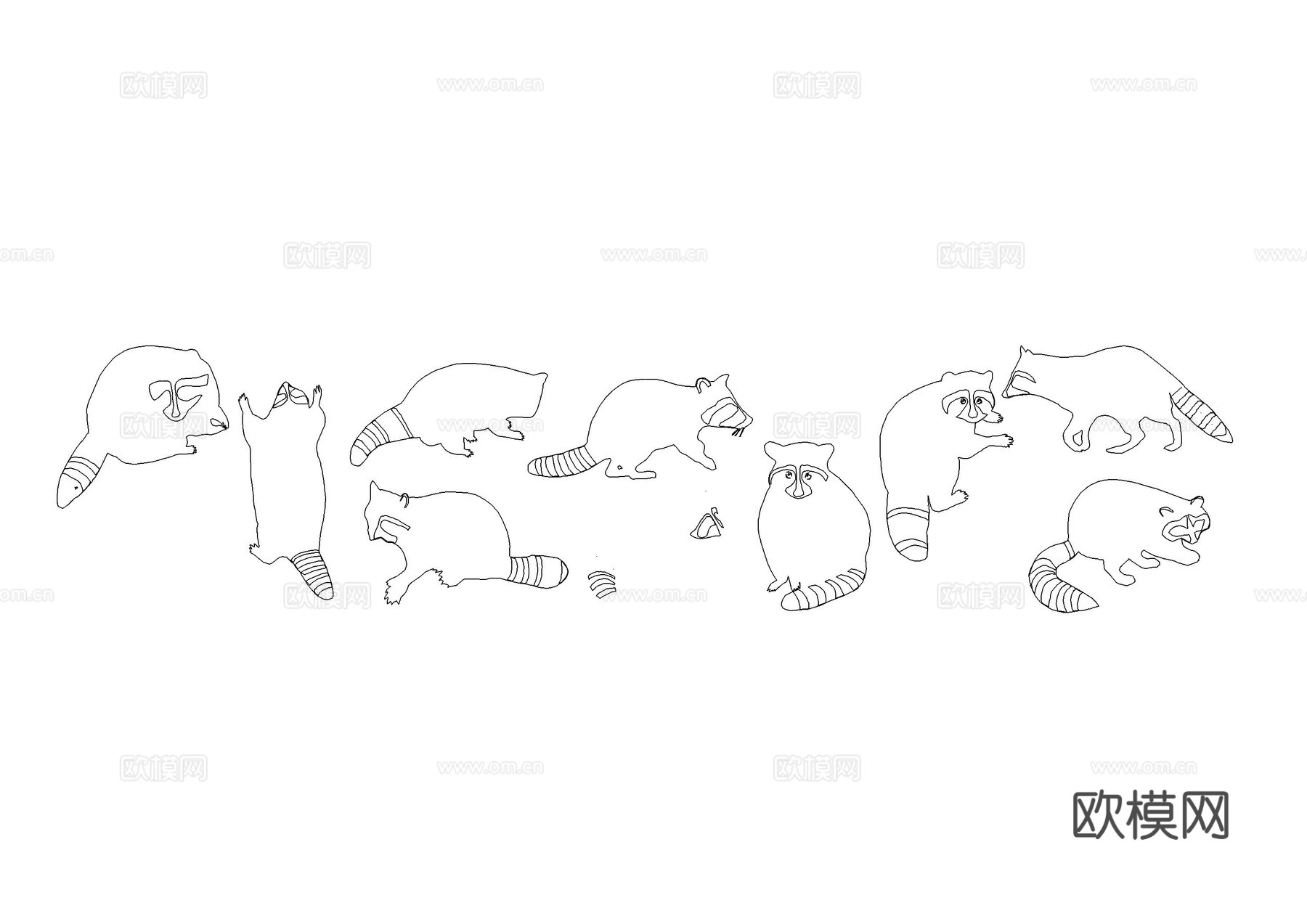 浣熊猴子动物图库cad施工图