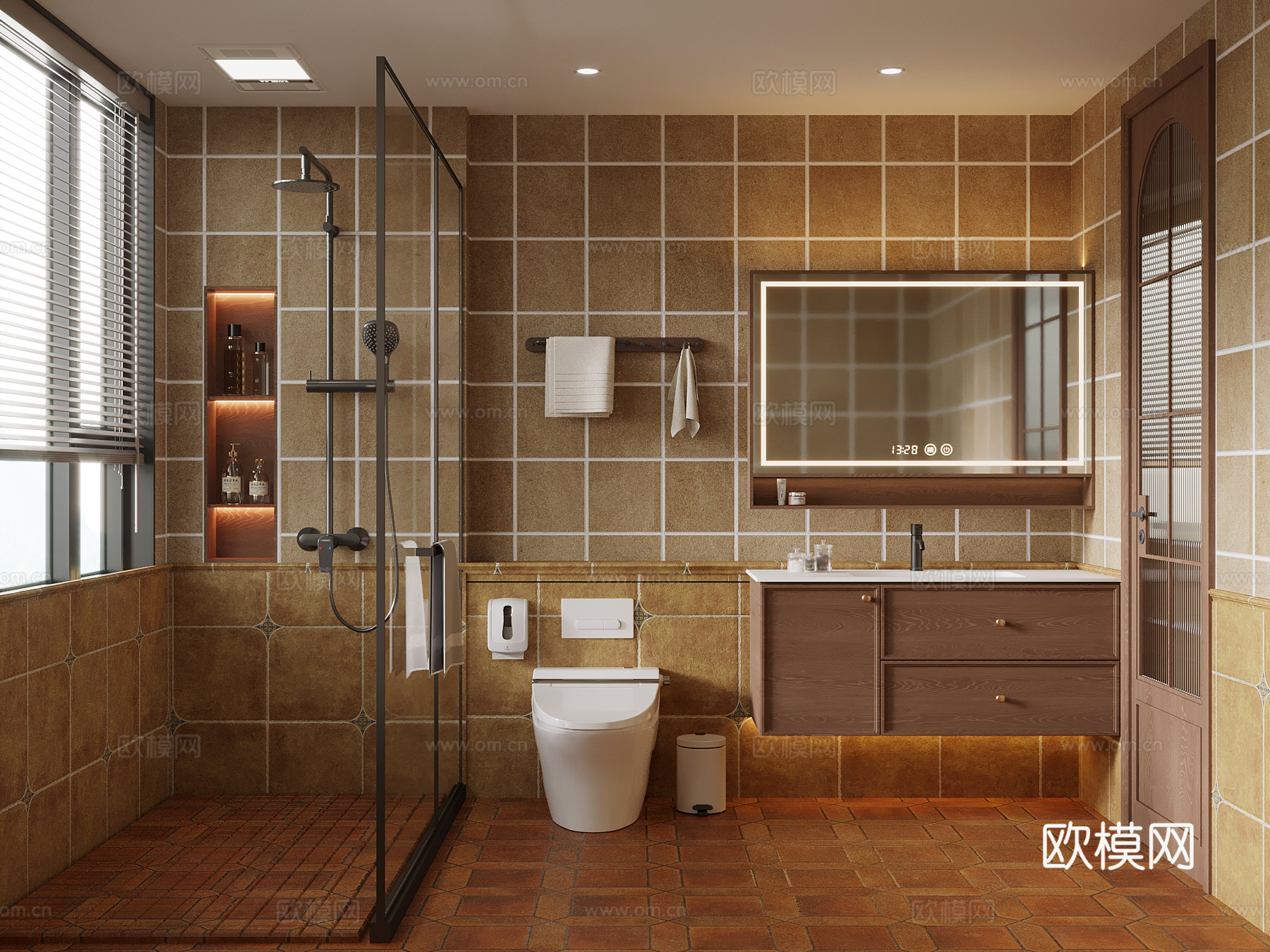 中古风卫生间 浴室柜3d模型下载