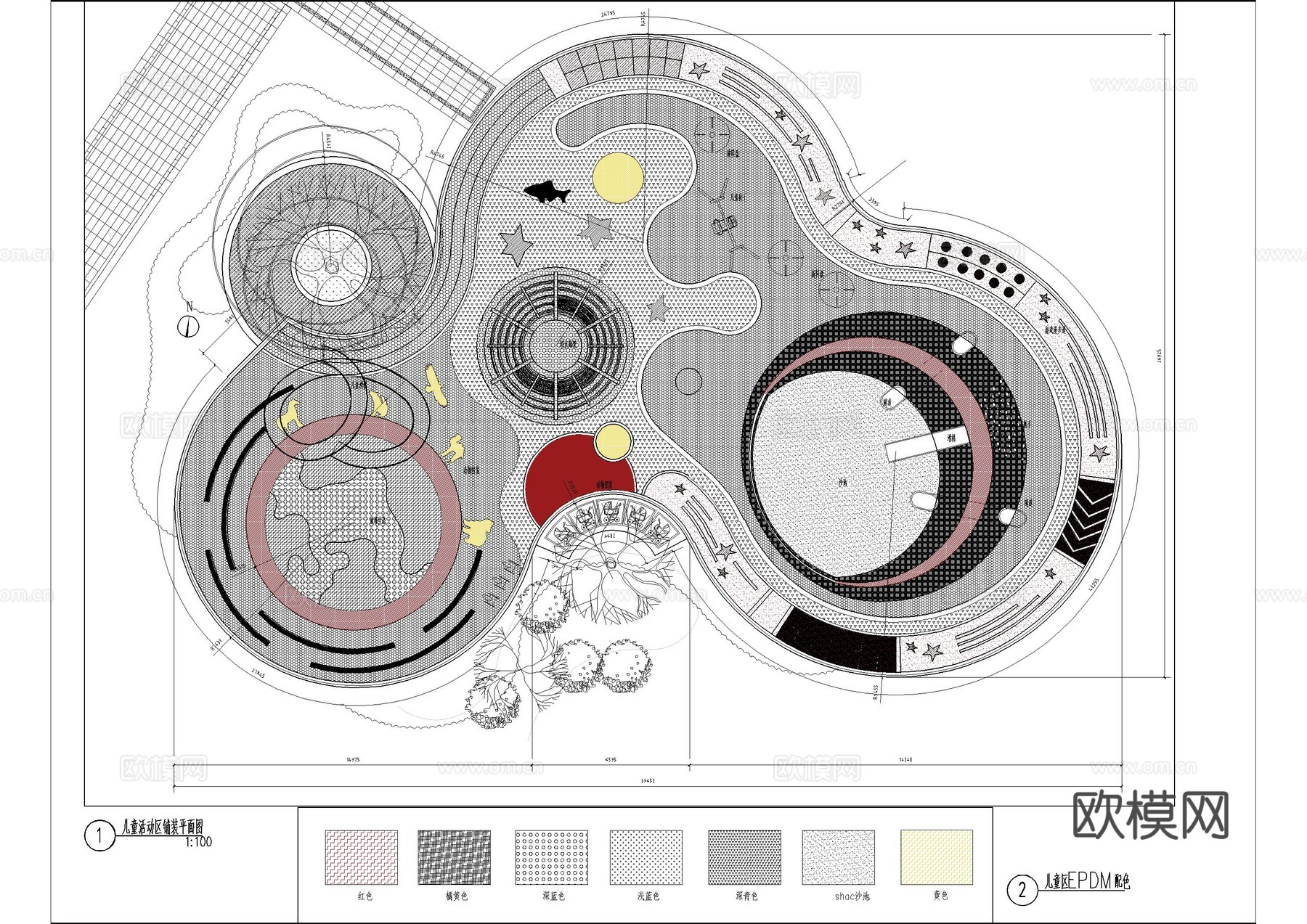 户外儿童活动场施工图cad施工图