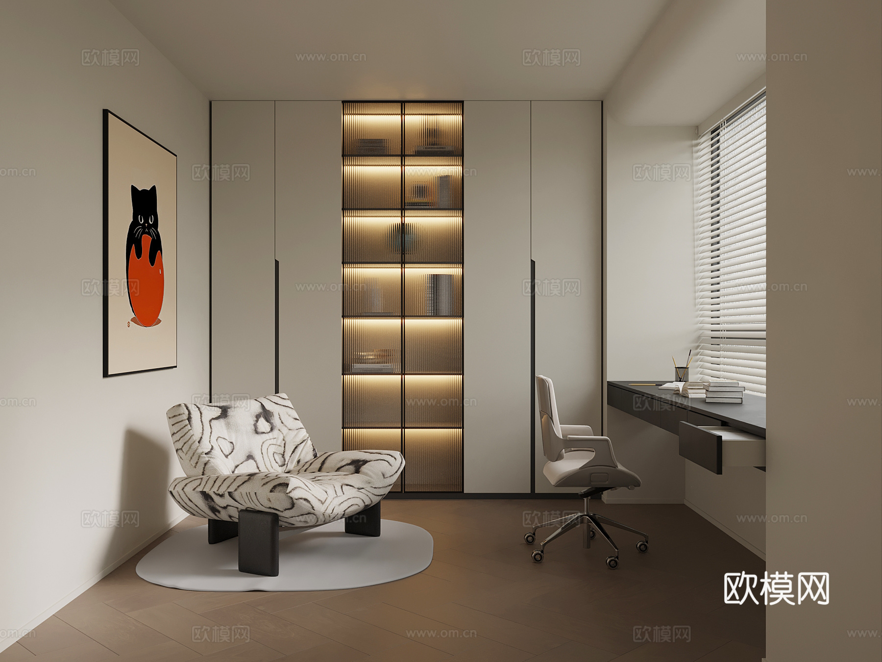 现代书房su模型