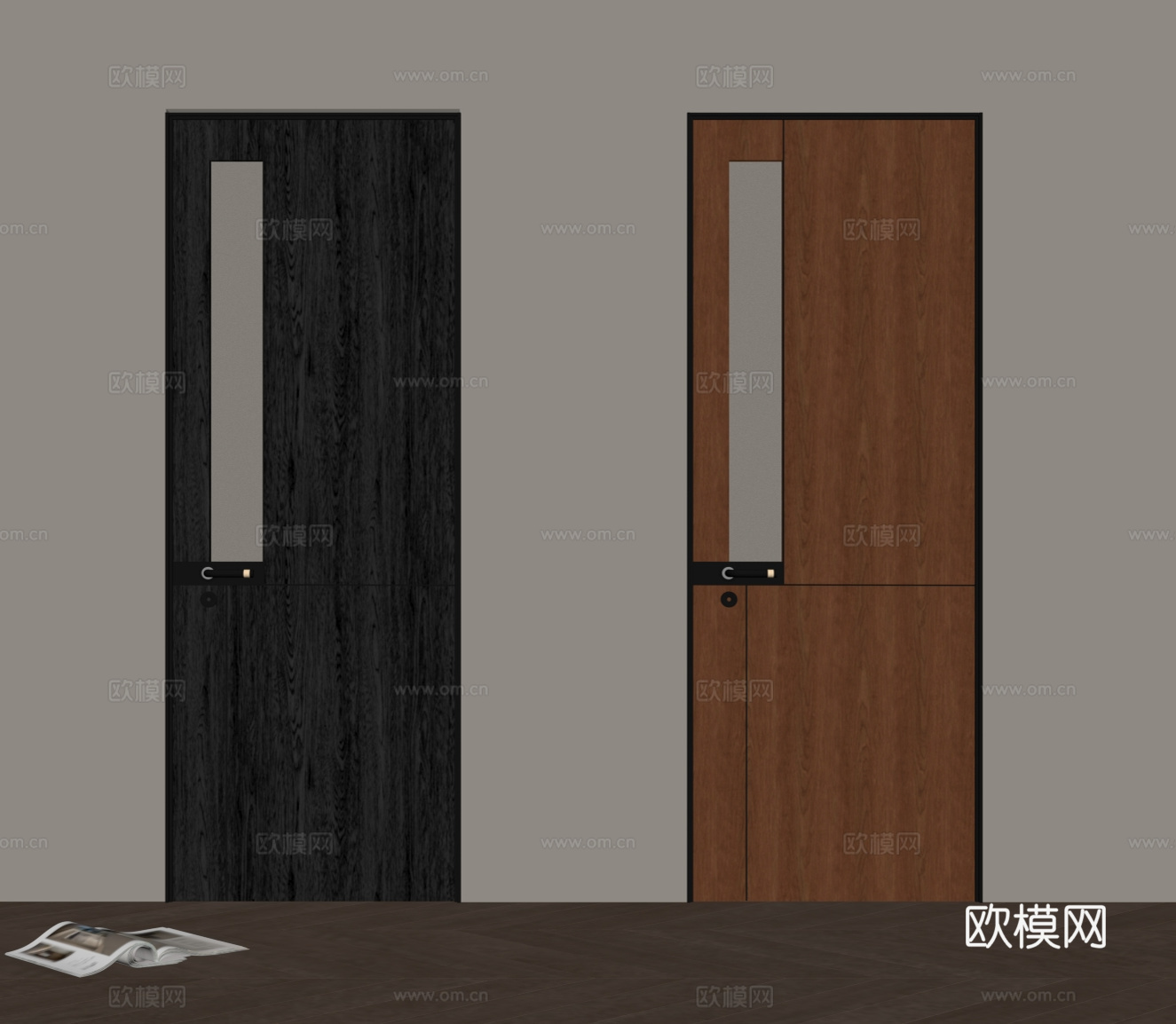 现代单开门su模型