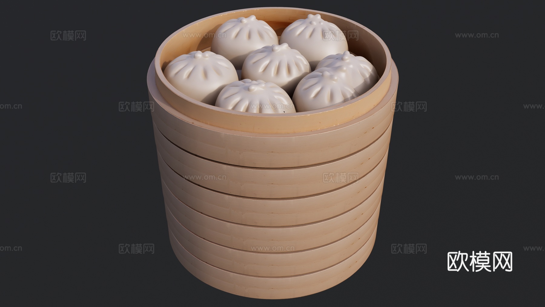 一笼刚出锅的包子su模型