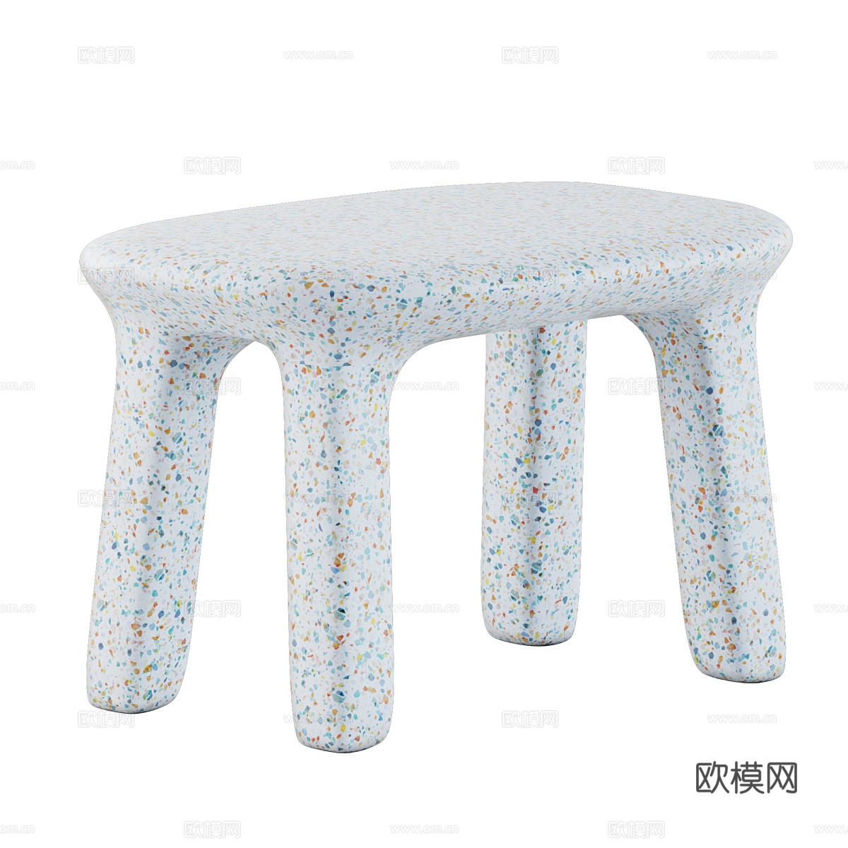 现代奶油风儿童桌椅3d模型下载（渲染图3）