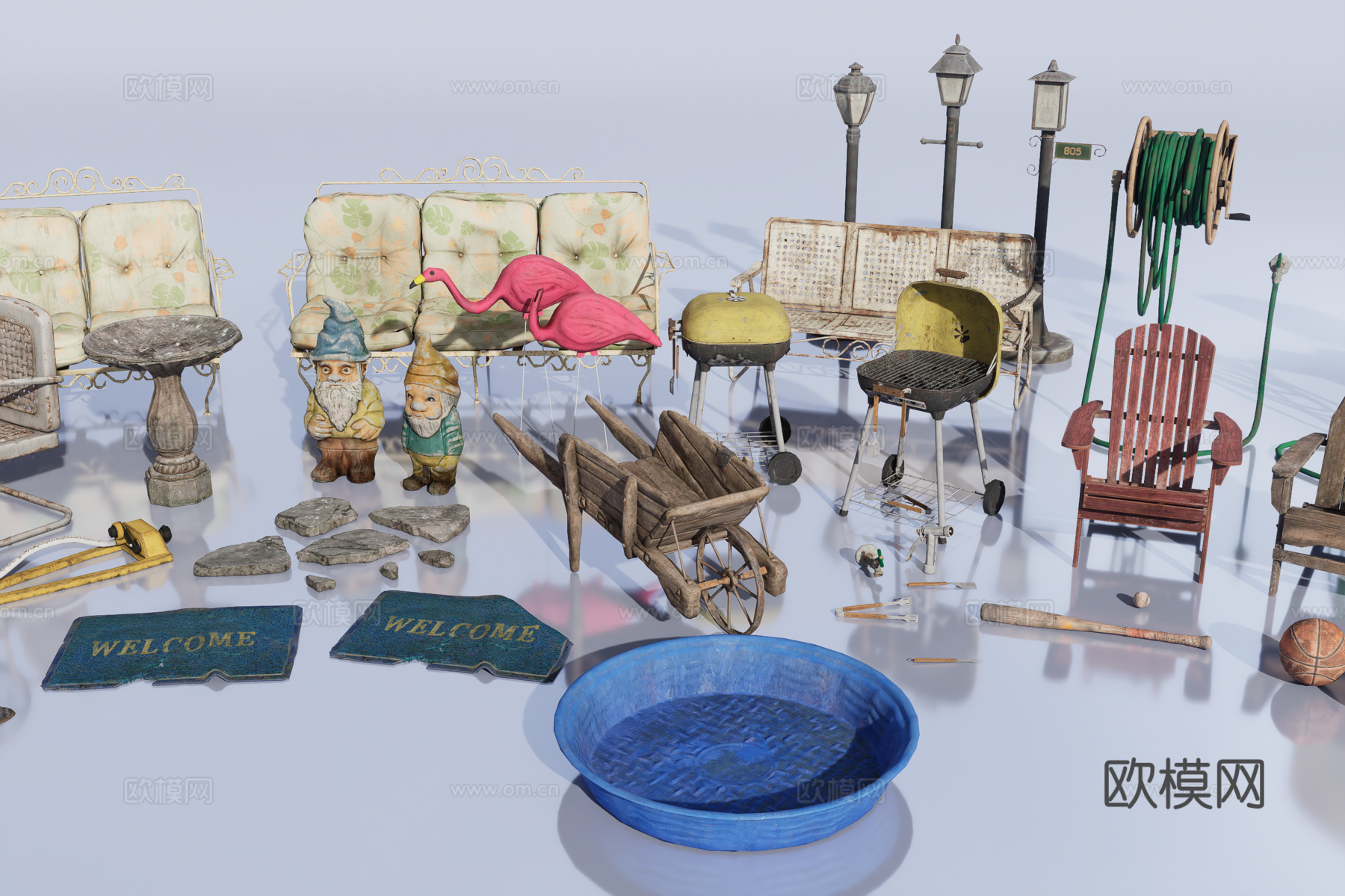 欧式复古家具组合3d模型
