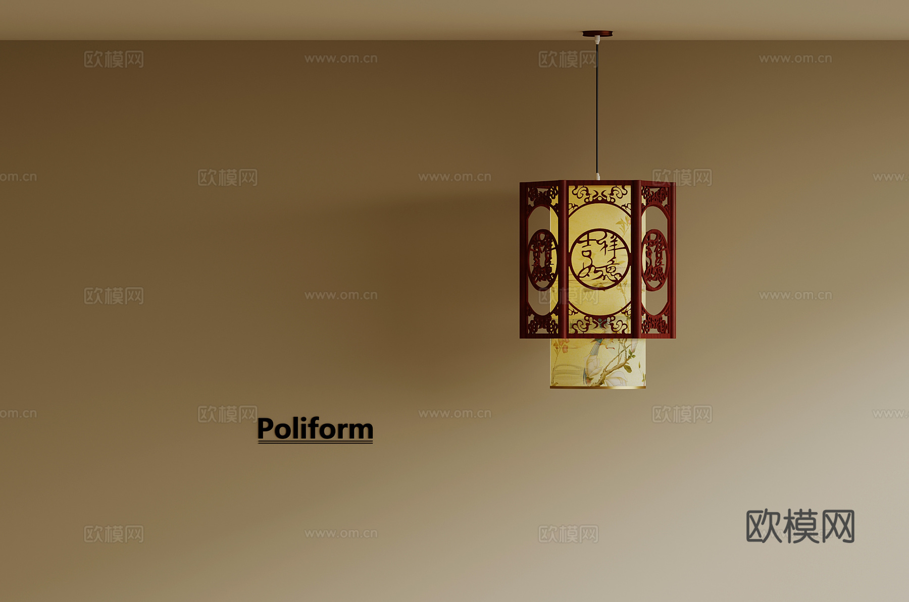 中式吊灯3d模型下载