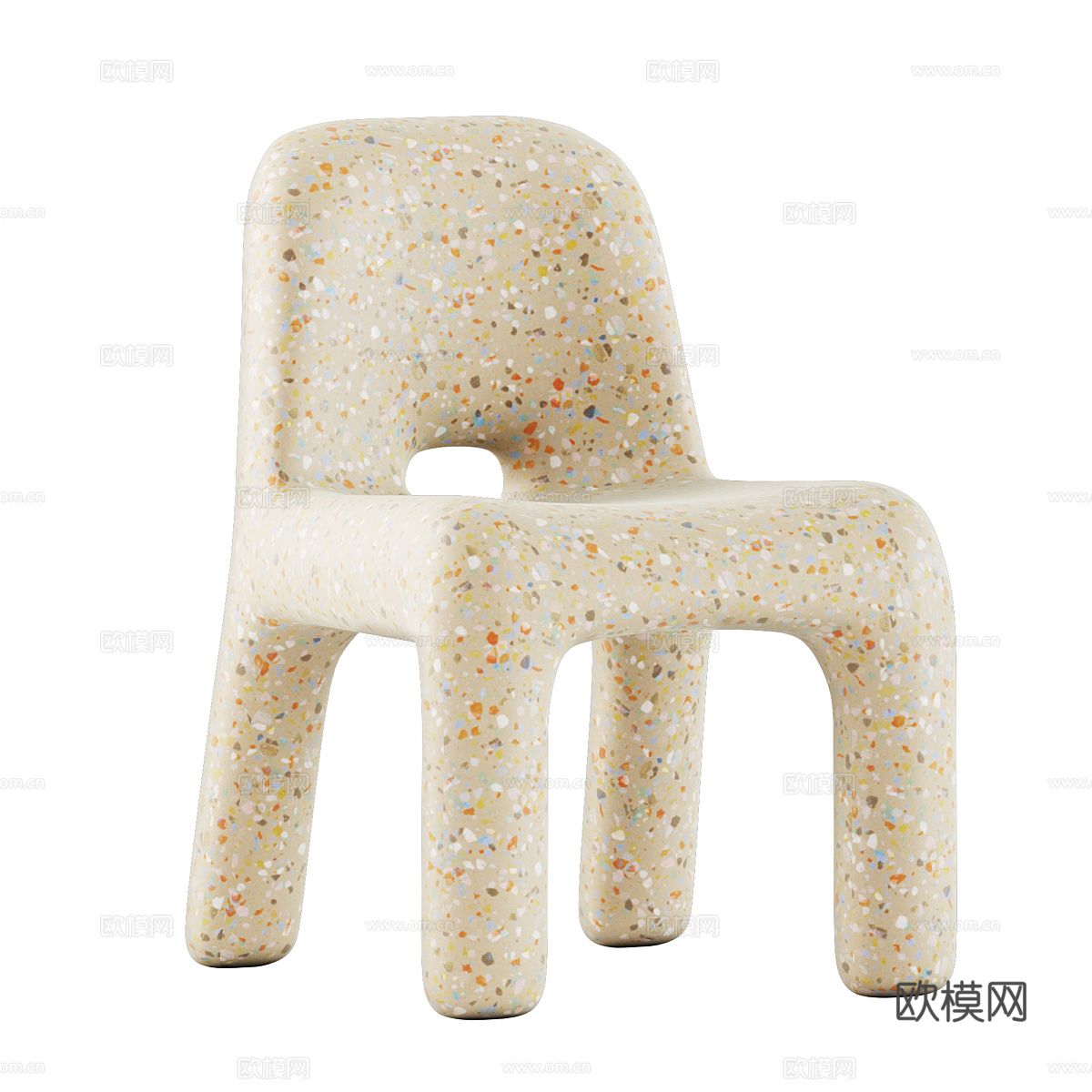 现代奶油风儿童桌椅3d模型下载（渲染图2）