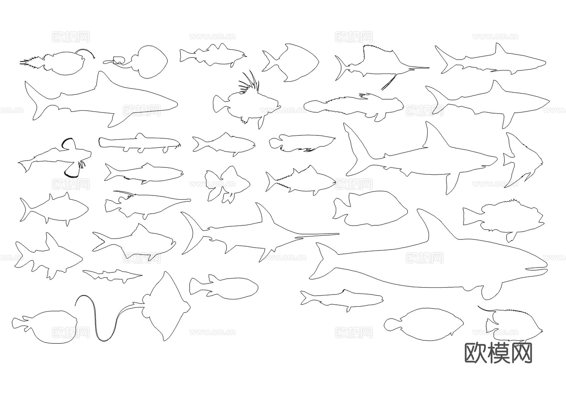 章鱼海洋生物图库cad施工图