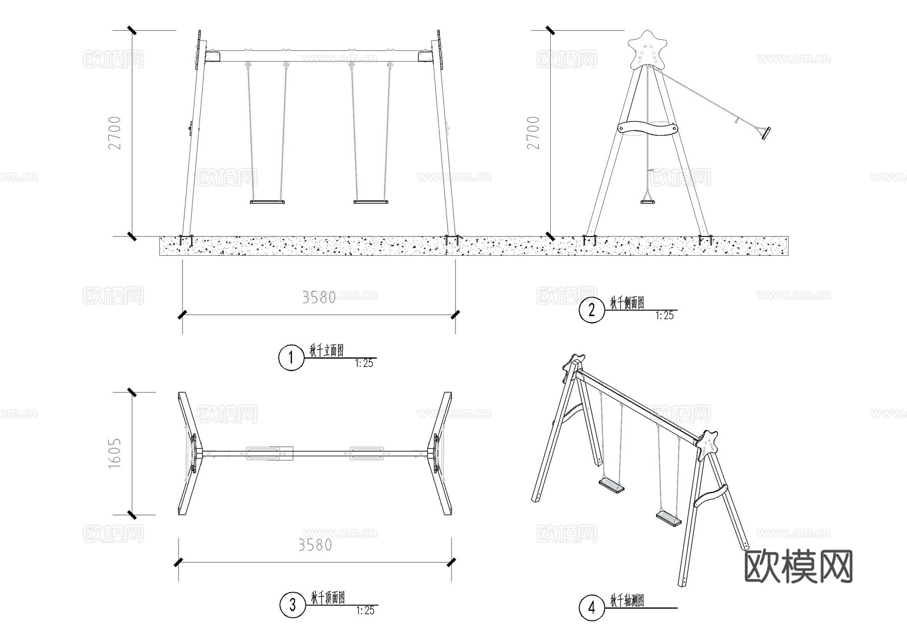 户外儿童活动场施工图cad施工图