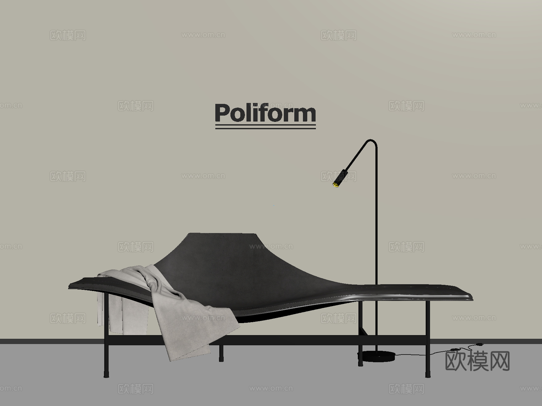 现在休闲椅 贵妃椅 落地灯su模型