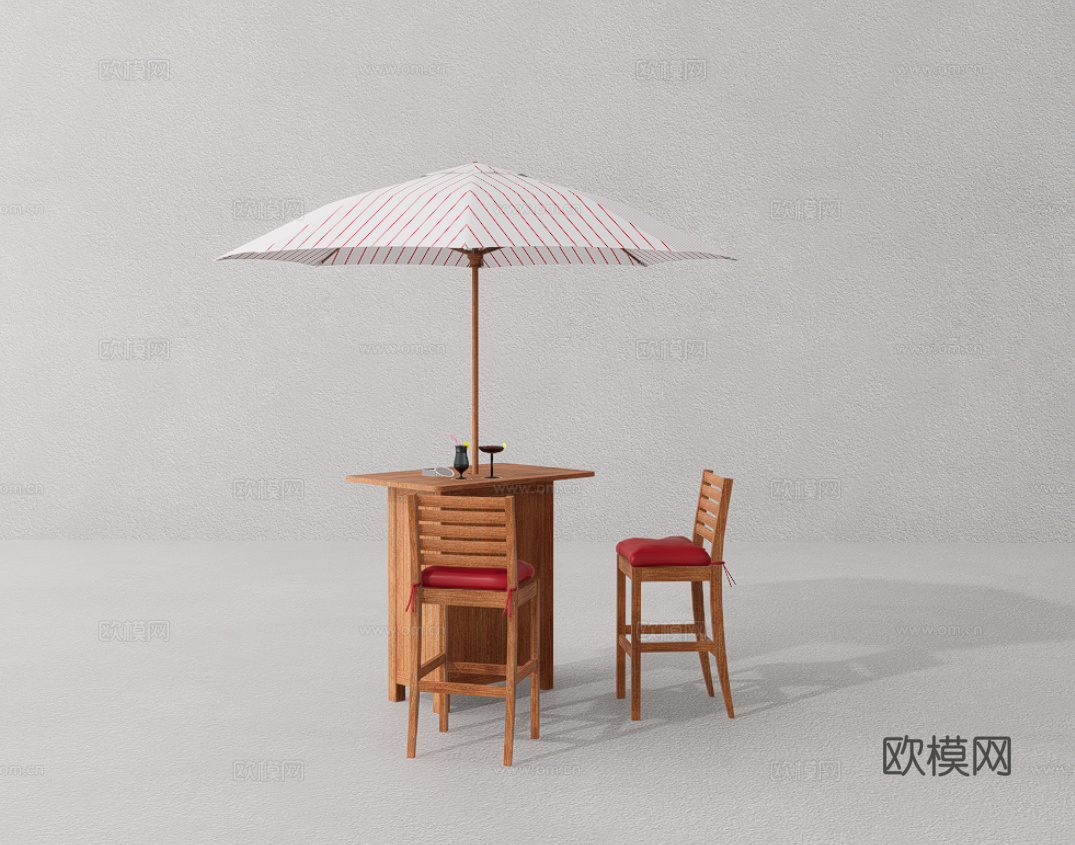 户外桌椅su模型