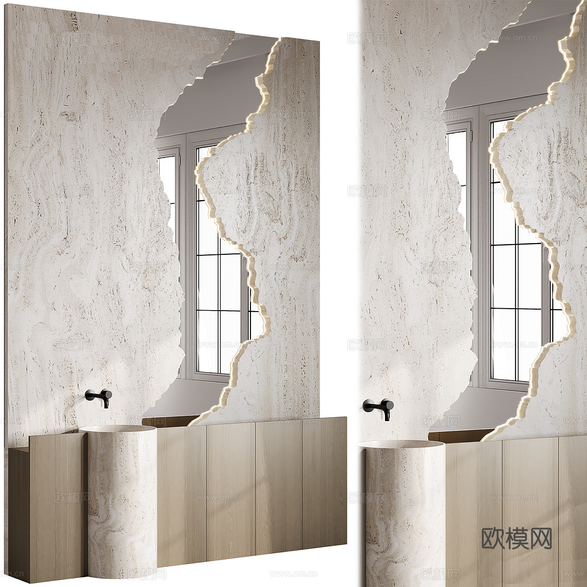 现代意式台盆柜 浴室柜3d模型下载（渲染图1）