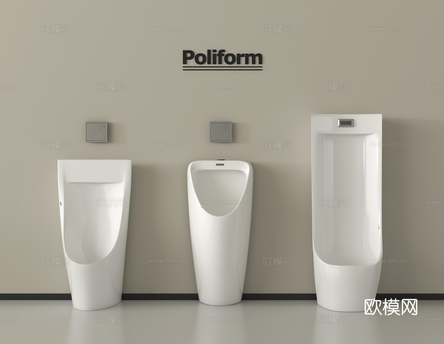 现代小便池 小便斗 小便器3d模型下载