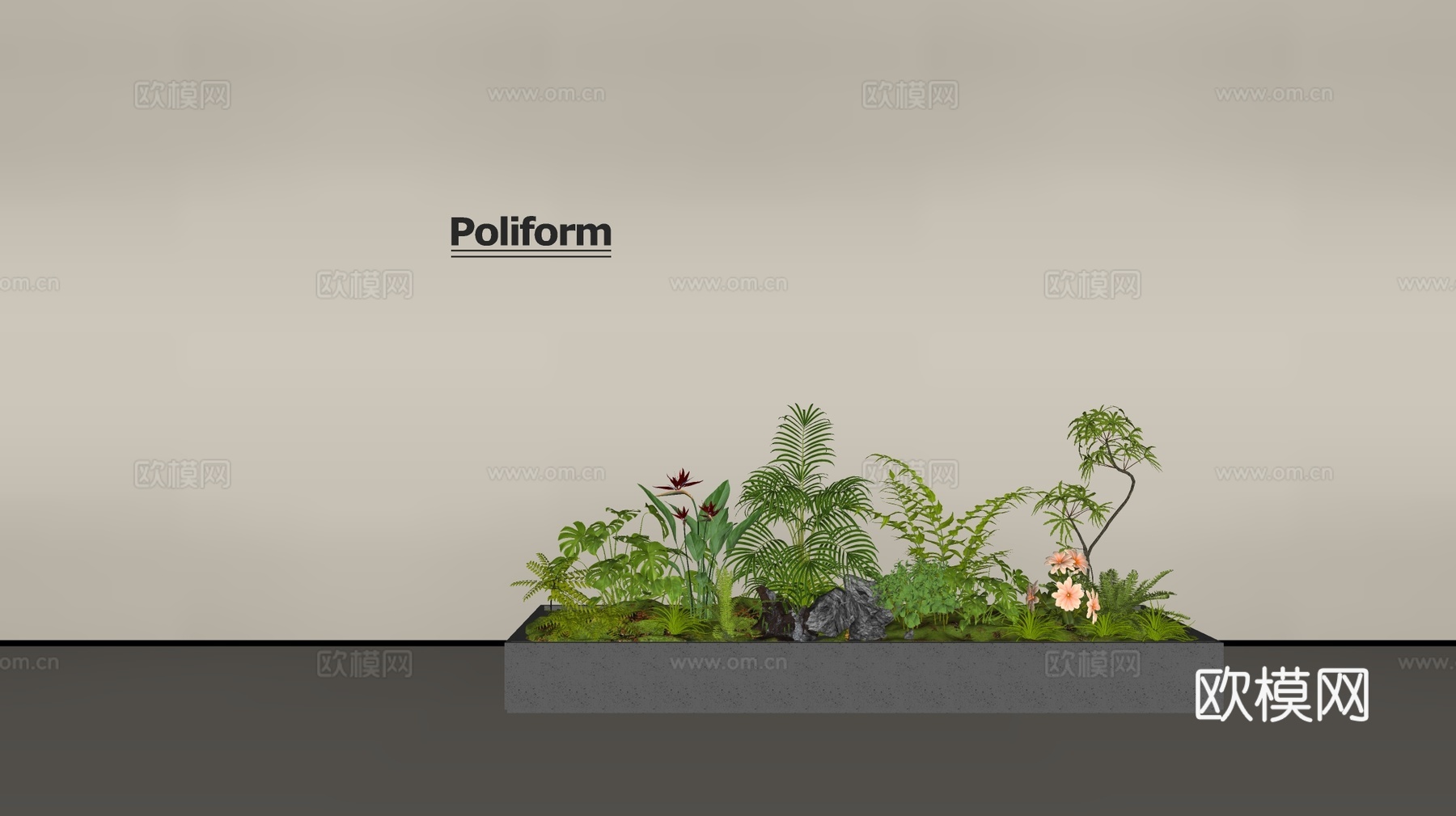 现代组团小景 景观植物堆 公园小景组合 庭院小景植物组团su模型