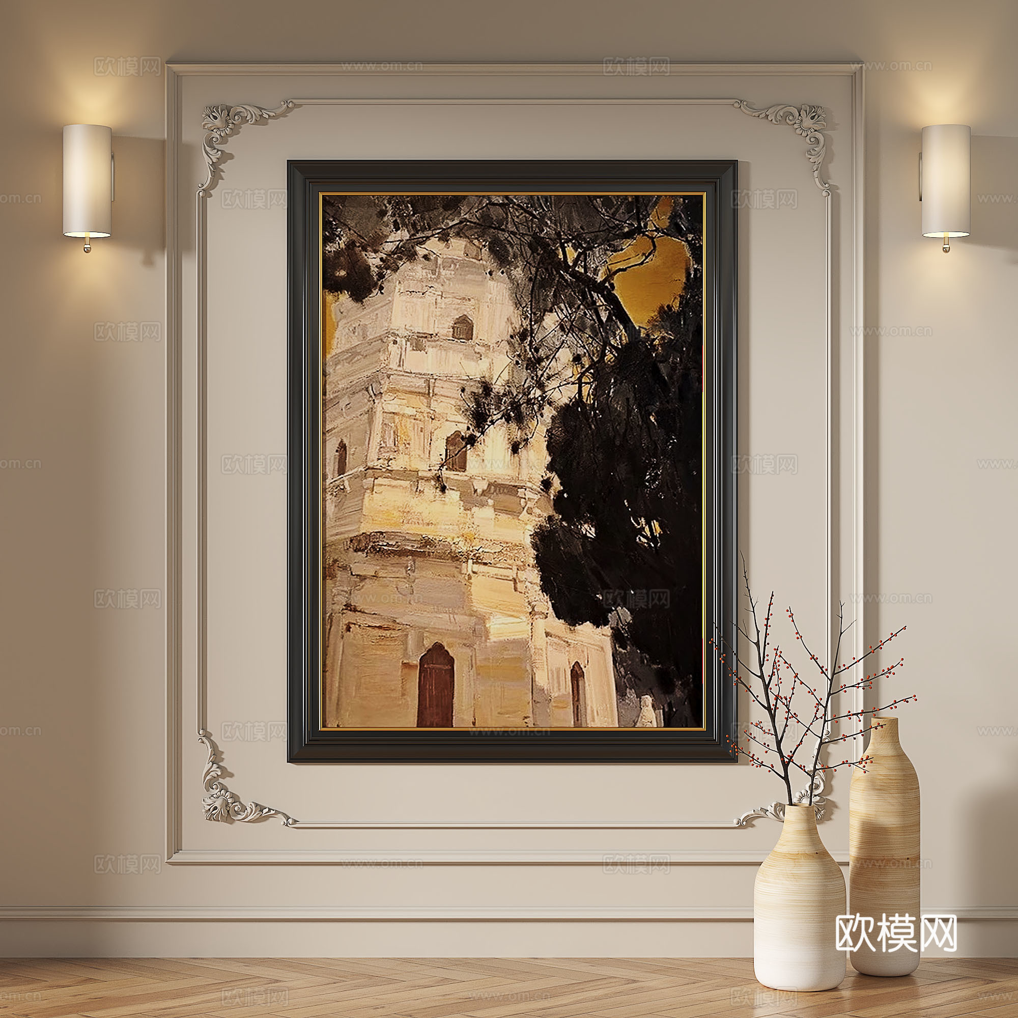 现代，法式，复古，简约，轻奢，抽象，装饰画免费3d模型下载