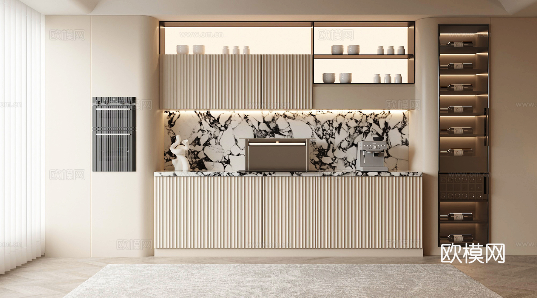 现代餐边柜3d模型下载