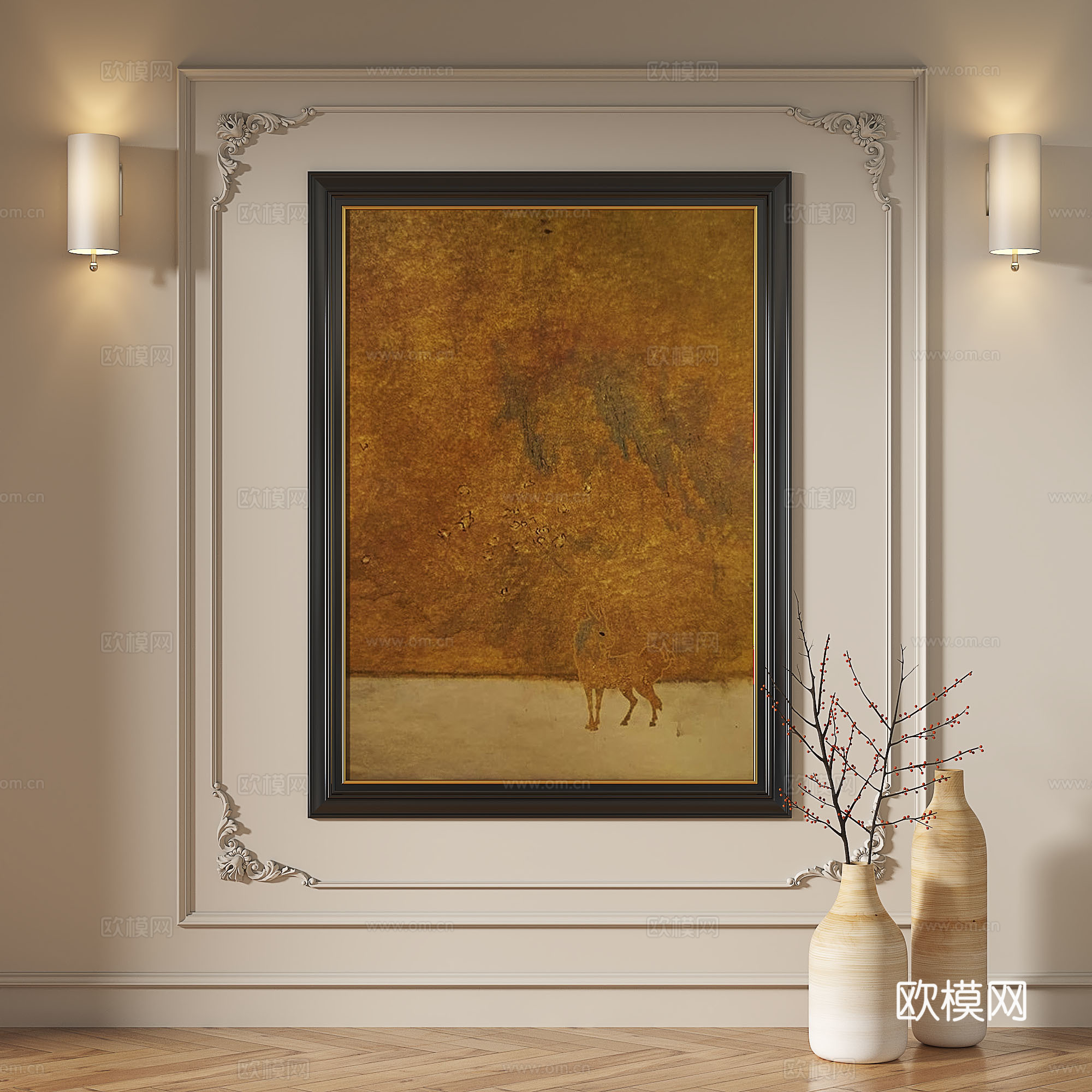 现代，法式，复古，简约，轻奢，抽象，装饰画免费3d模型