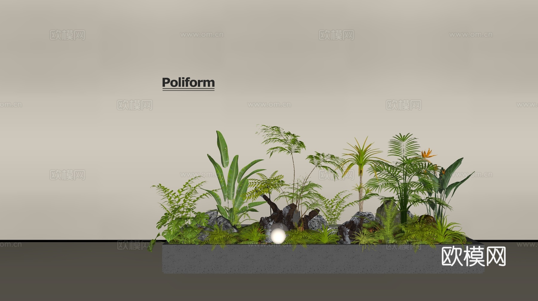 现代组团小景  景观植物堆 公园小景组合 庭院小景植物组团su模型