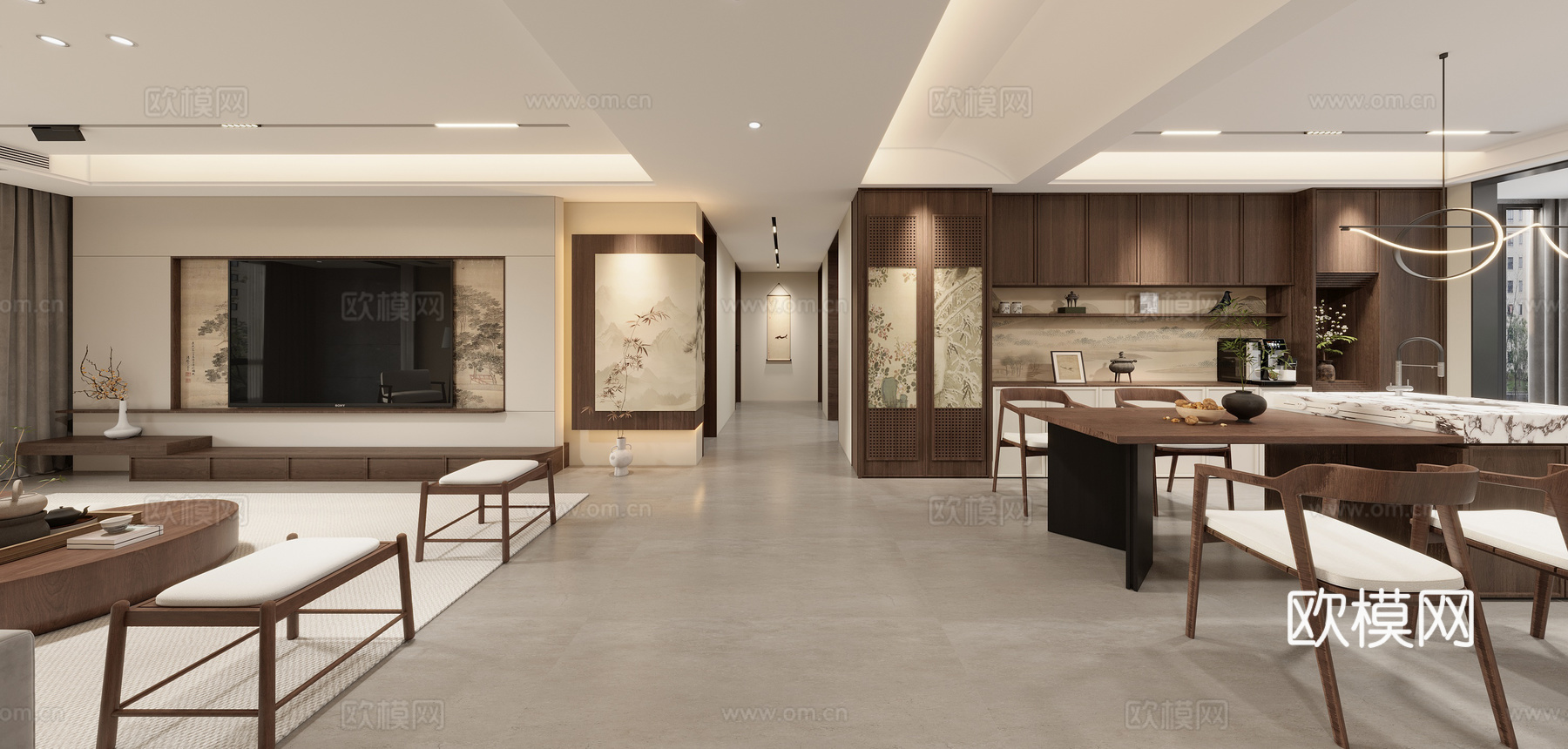 宋氏美学客餐厅3d模型下载（渲染图1）