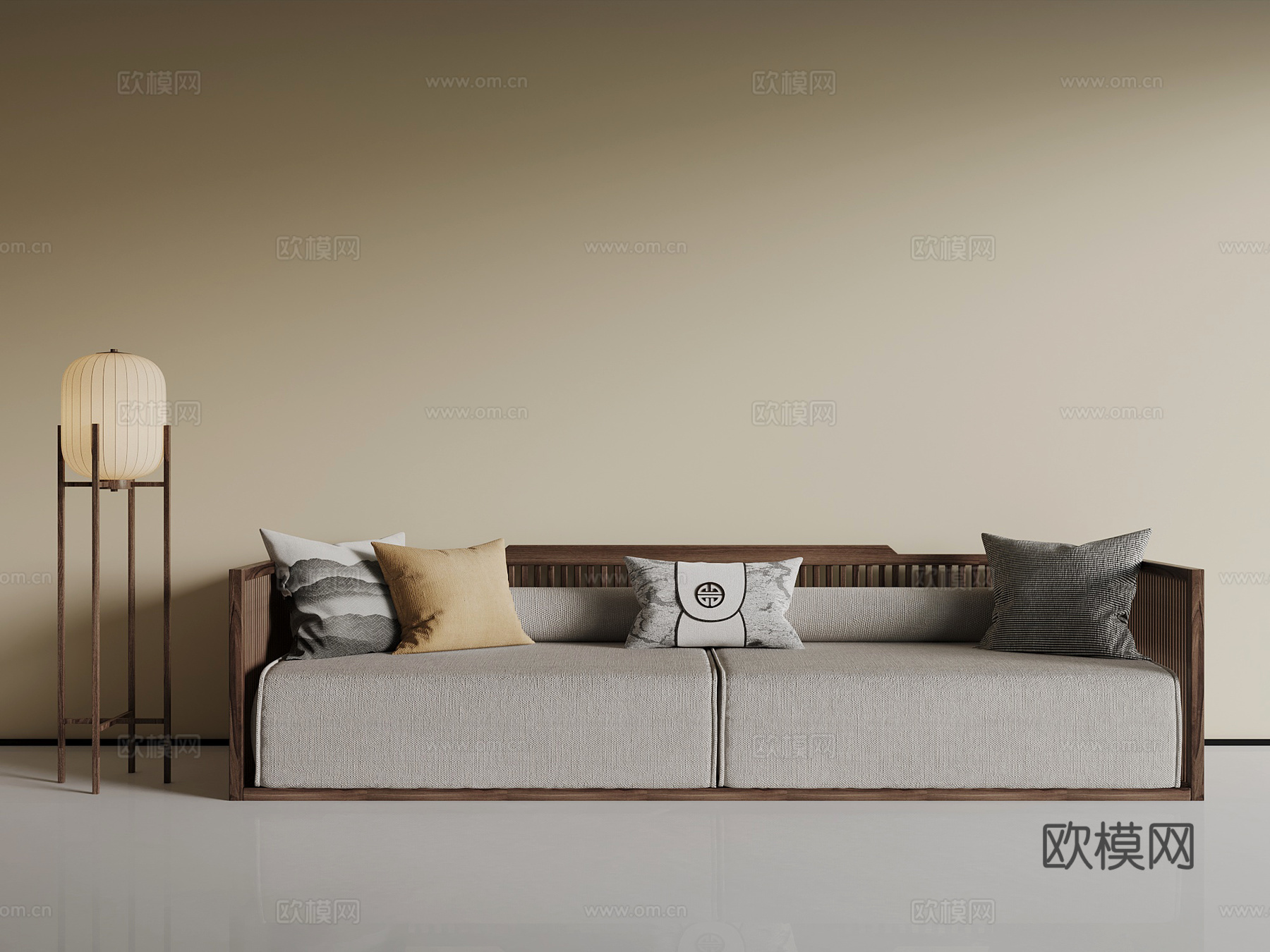 中古风沙发 落地灯3d模型下载