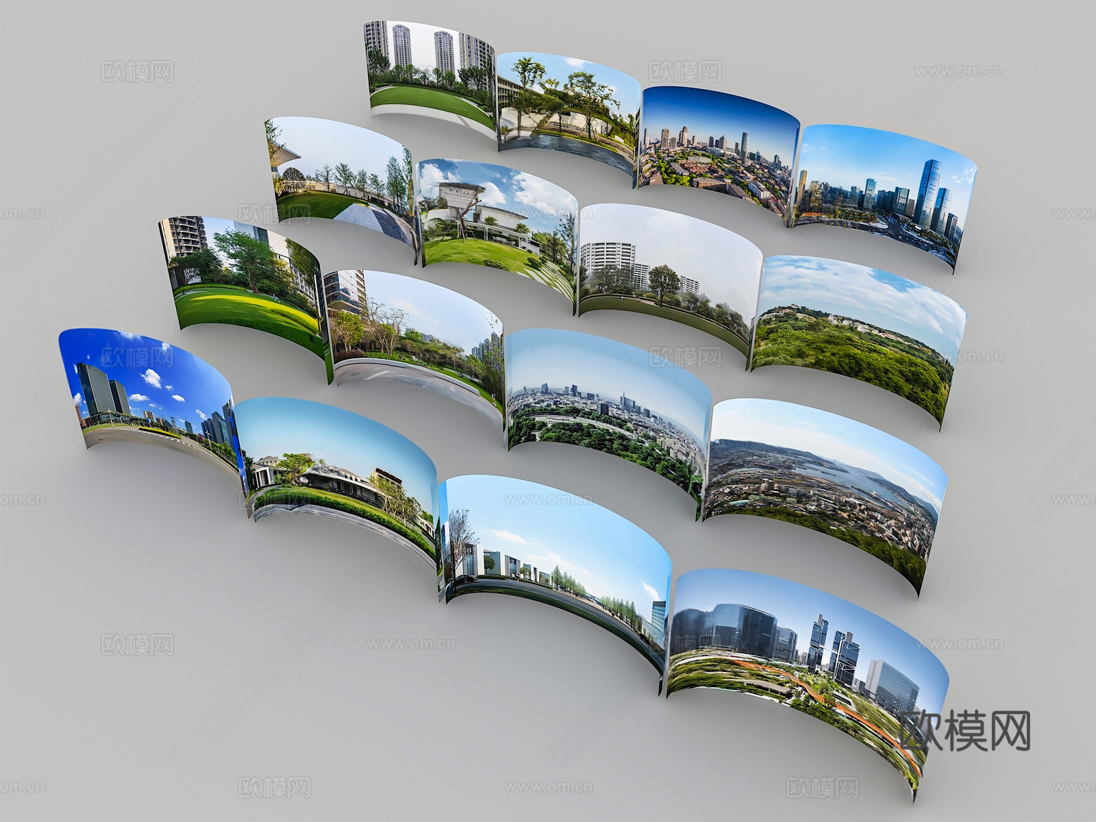 现代景观小品 环绕背景 户外外景 城市背景 背景 天际线3d模型下载