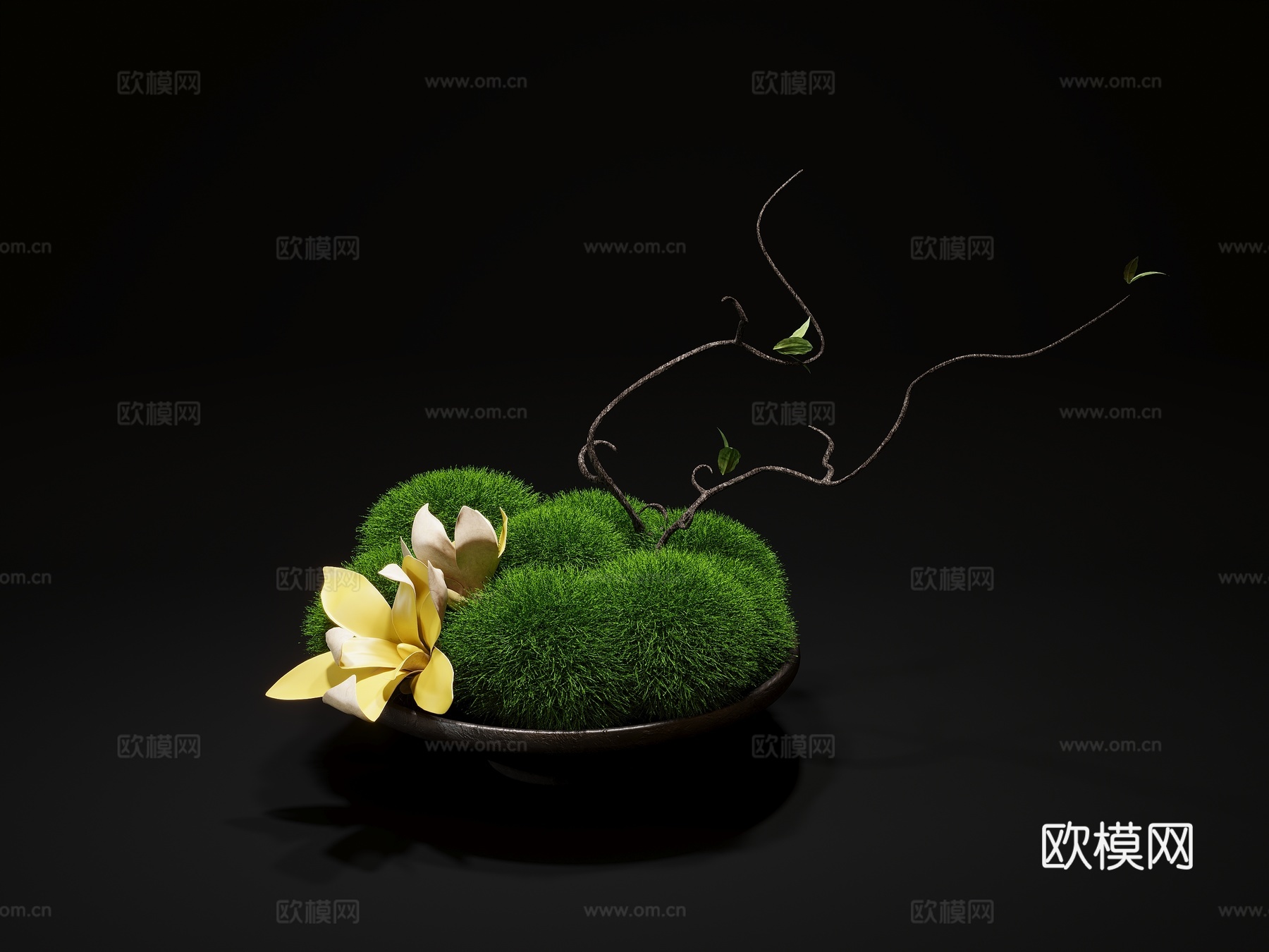现代植物盆景免费3d模型