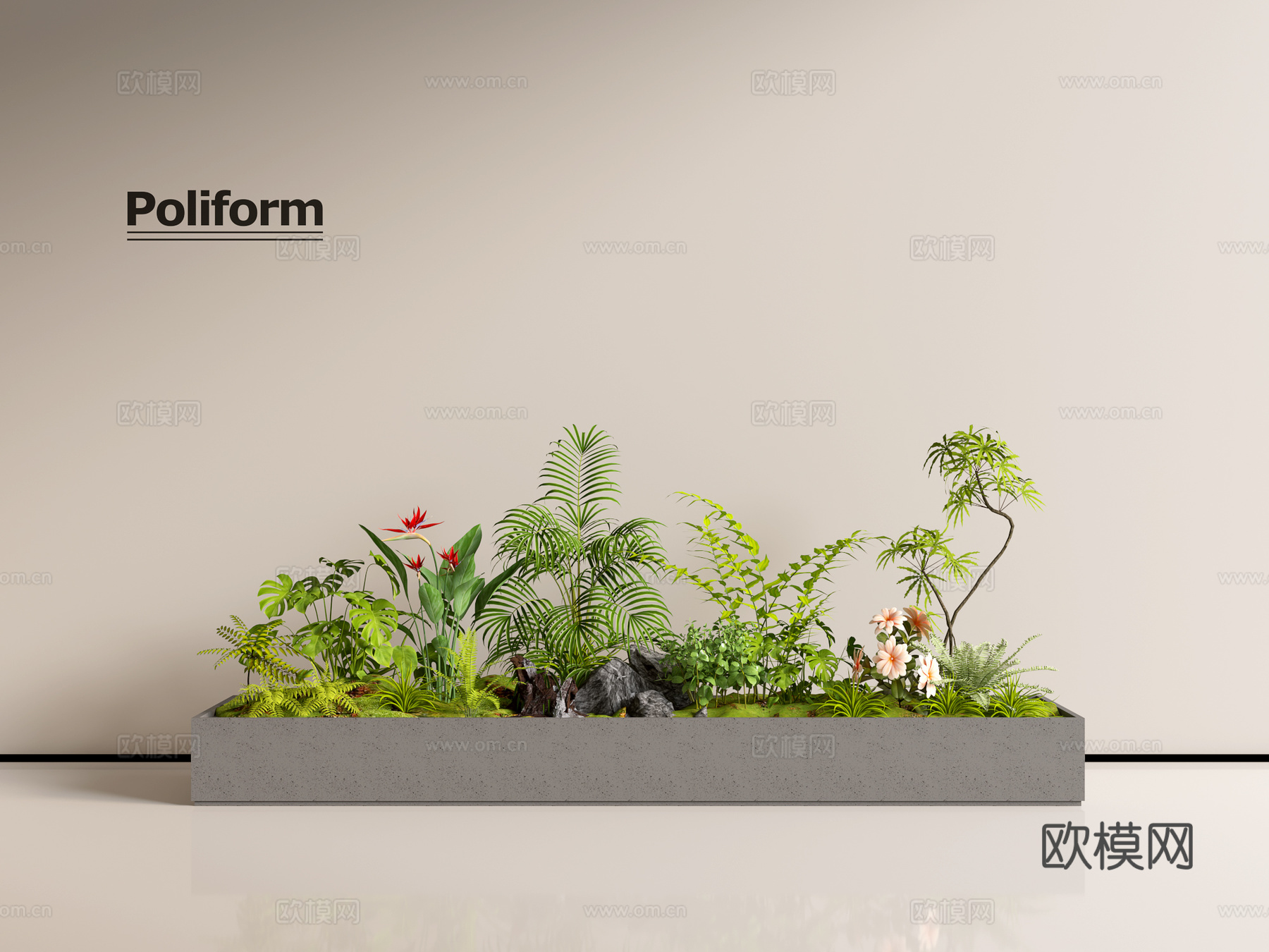 现代组团小景 景观植物堆 公园小景组合 庭院小景植物组团su模型