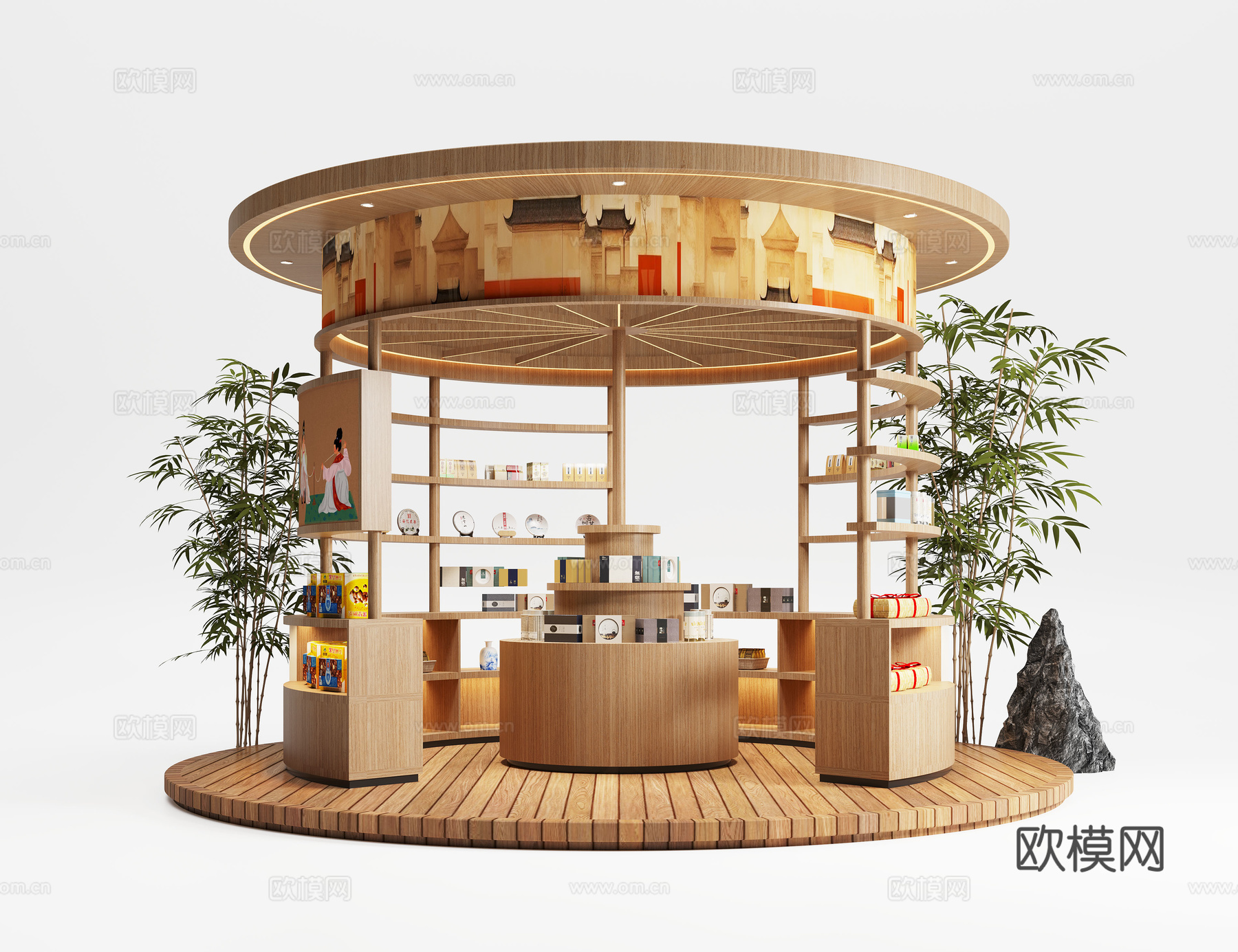 新中式集市文创店铺 活动外场集市 夜市3d模型下载