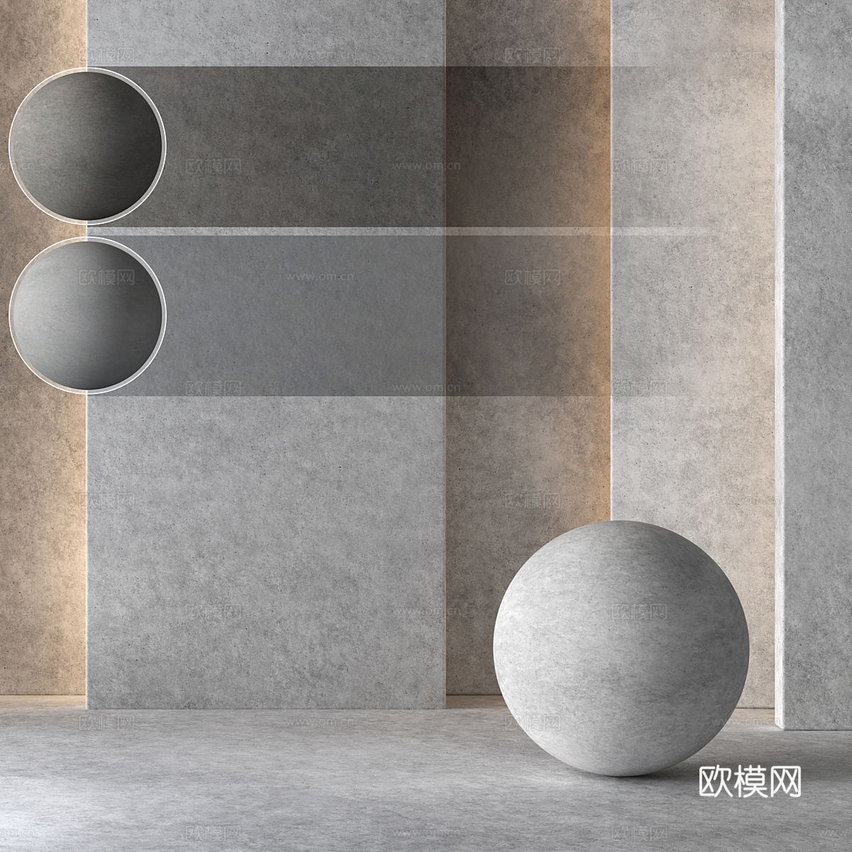 现代混凝土材料 装饰涂料3d模型下载（渲染图1）