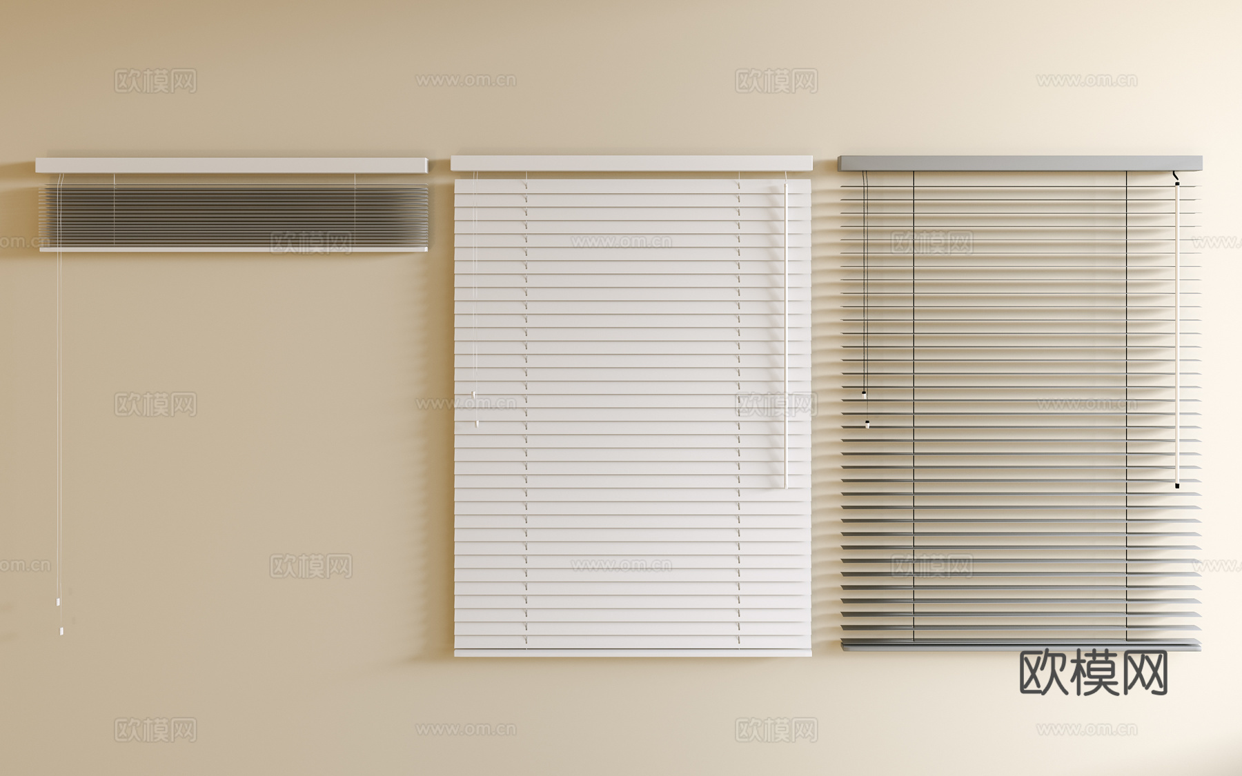 百叶帘 办公黑色百叶帘 窗帘 卷帘3d模型下载